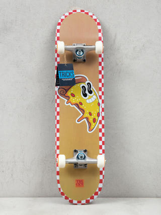 Tricks Pizza Skateboard (white/red/brown)