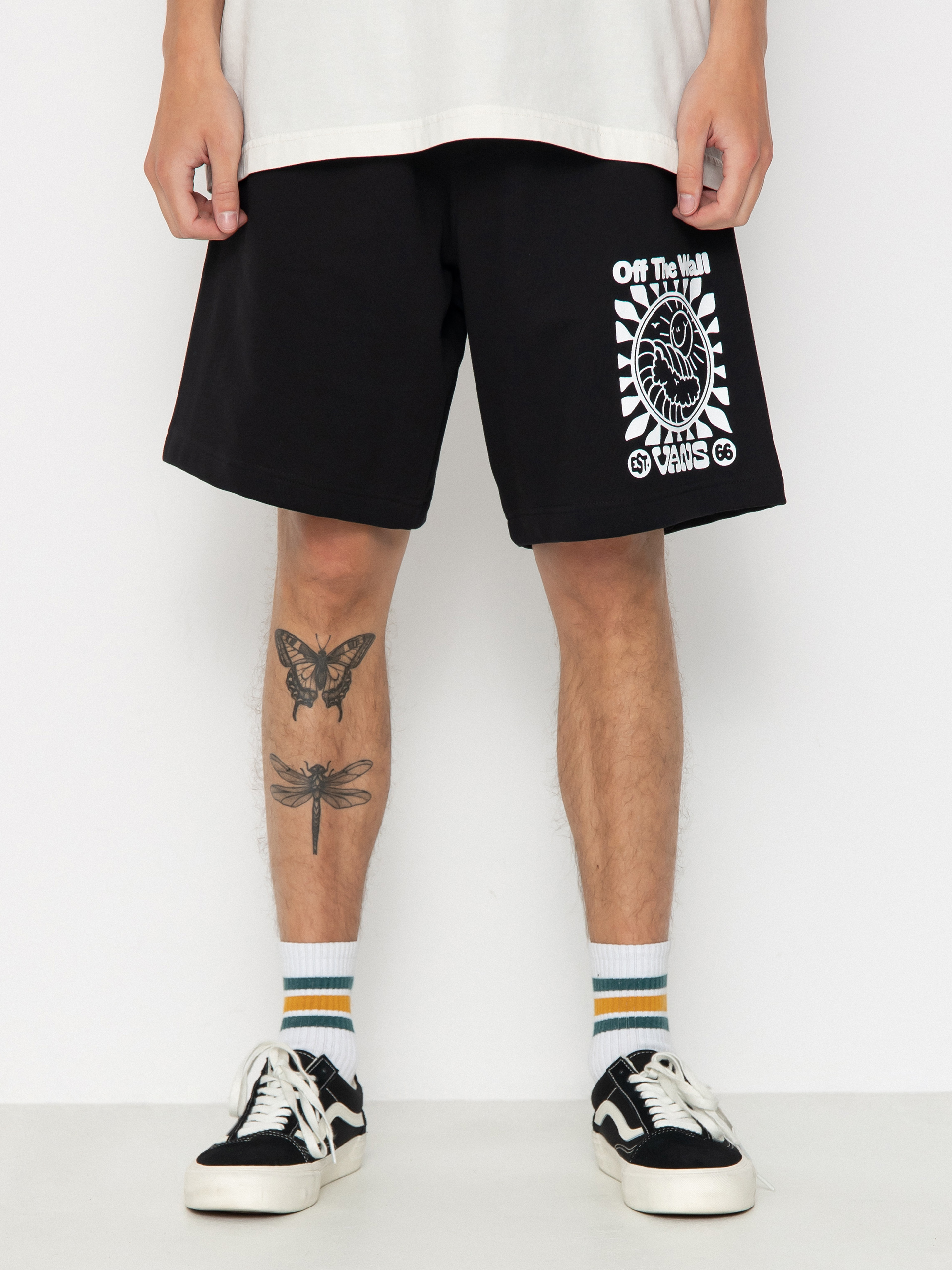 Vans distort type black sweat shorts sale