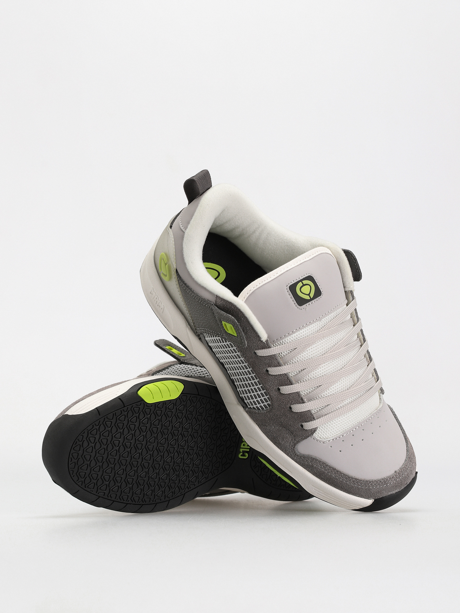 lime green and gray shoes