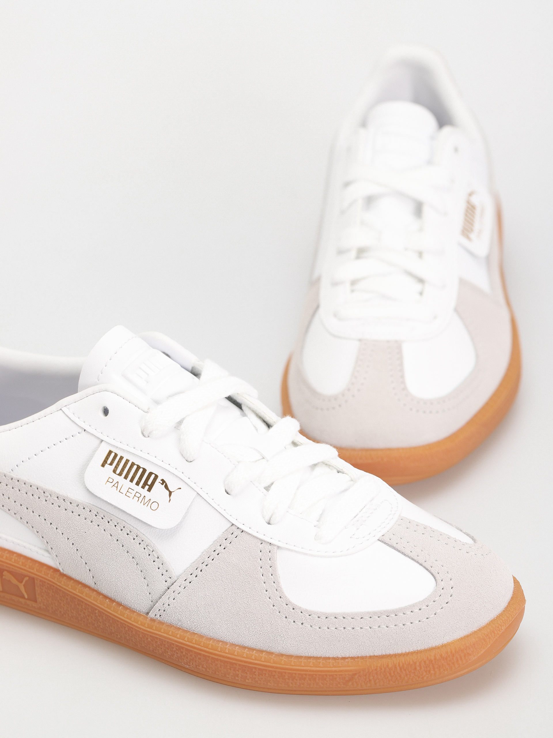 Puma Shoes Palermo Leather (puma white glacial gray gum)