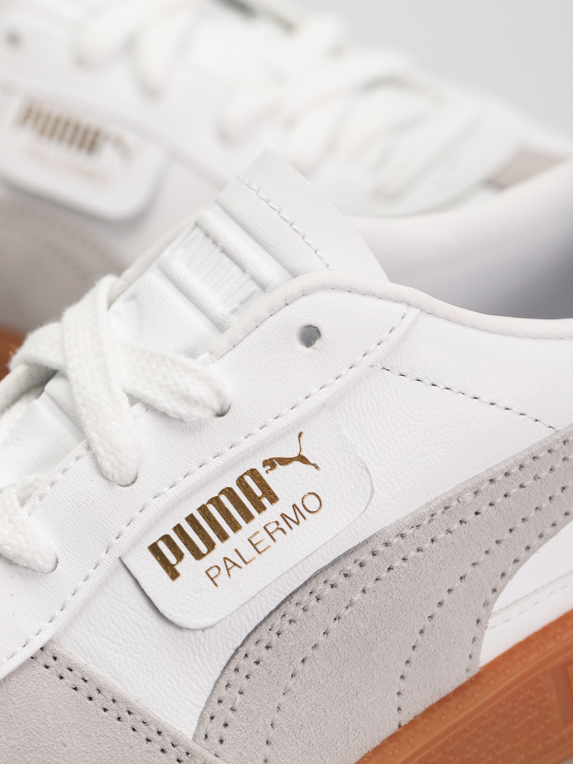 Puma Shoes Palermo Leather (puma white glacial gray gum)