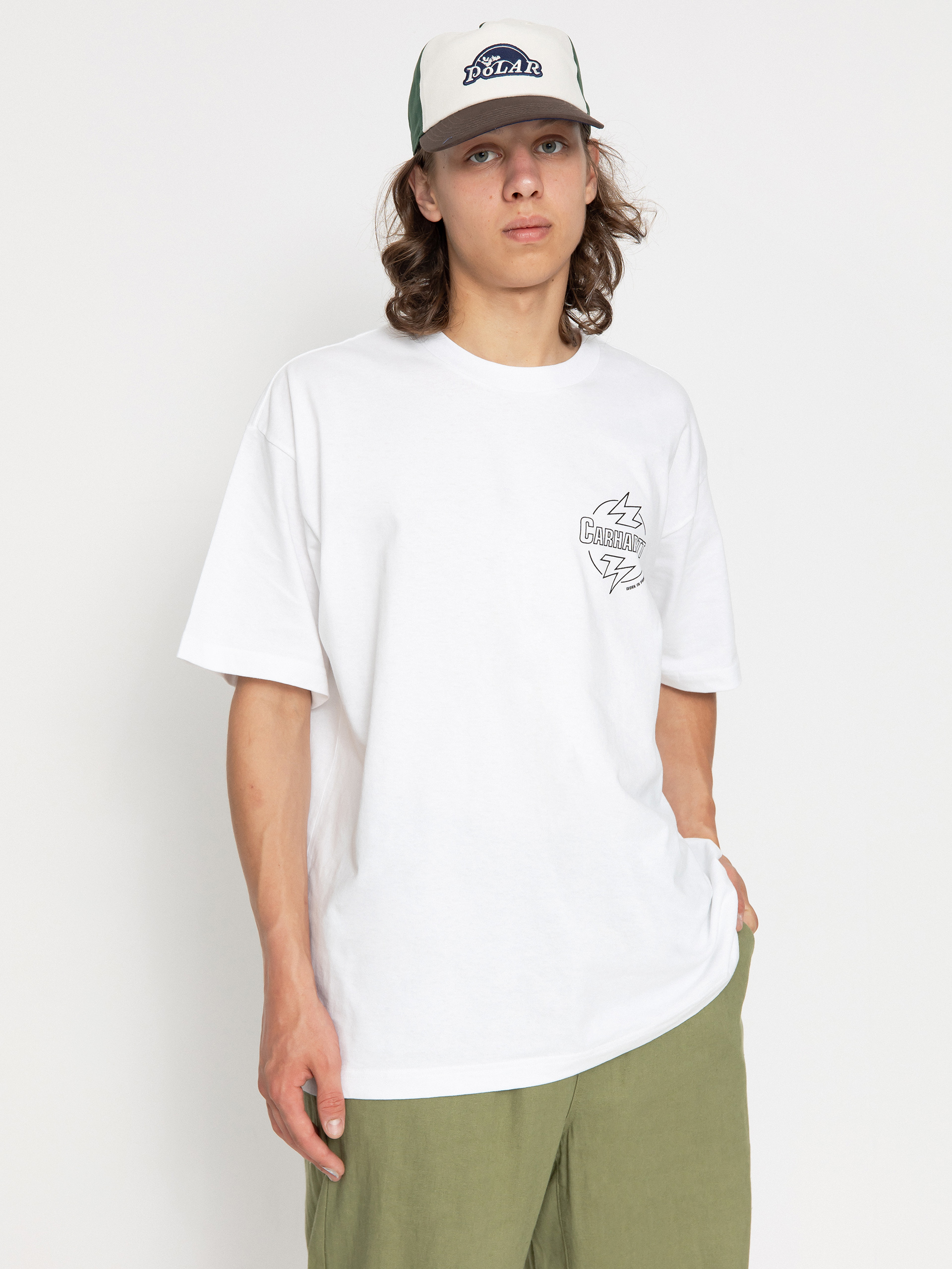 【Carhartt】S/S ABLAZE T-SHIRT R5510 Carhartt WIP Ablaze T-Shirt (Misty Sky/Black – Burn Rubber
