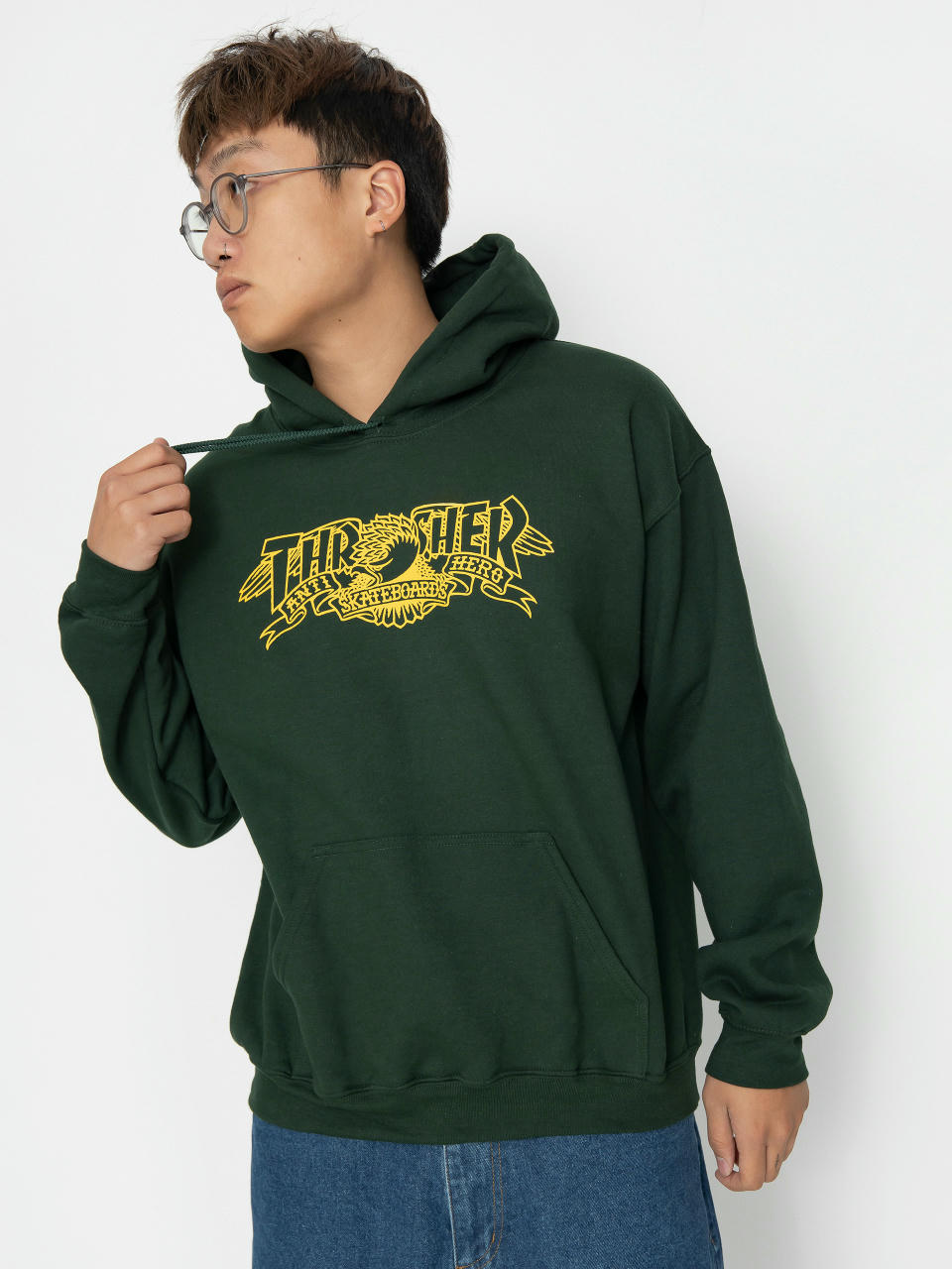 Thrasher Mag Banner HD Hoodie (forest green)