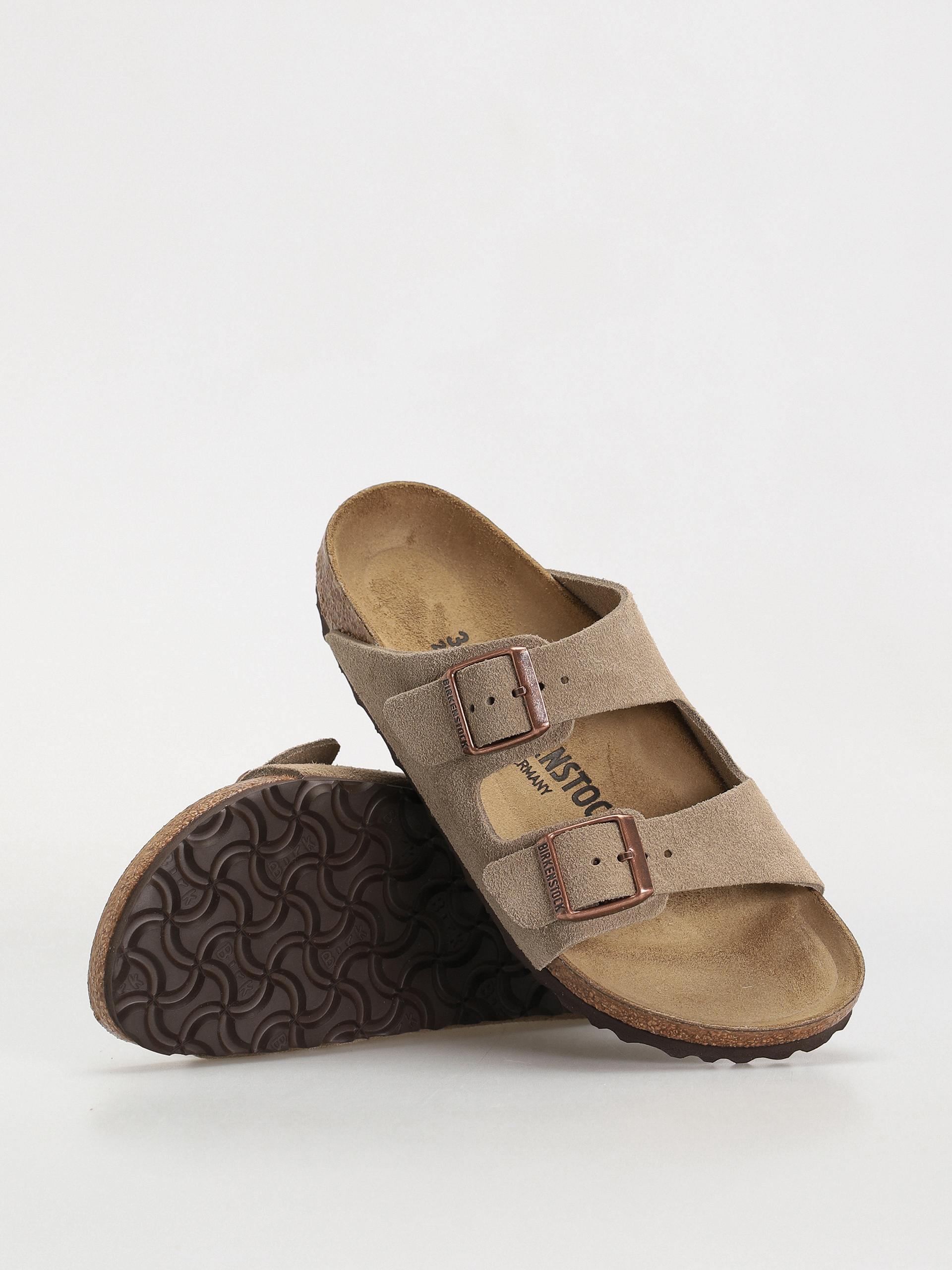 Birkenstock Arizona Suede Leather Narrow Wmn Flip-flops - brown