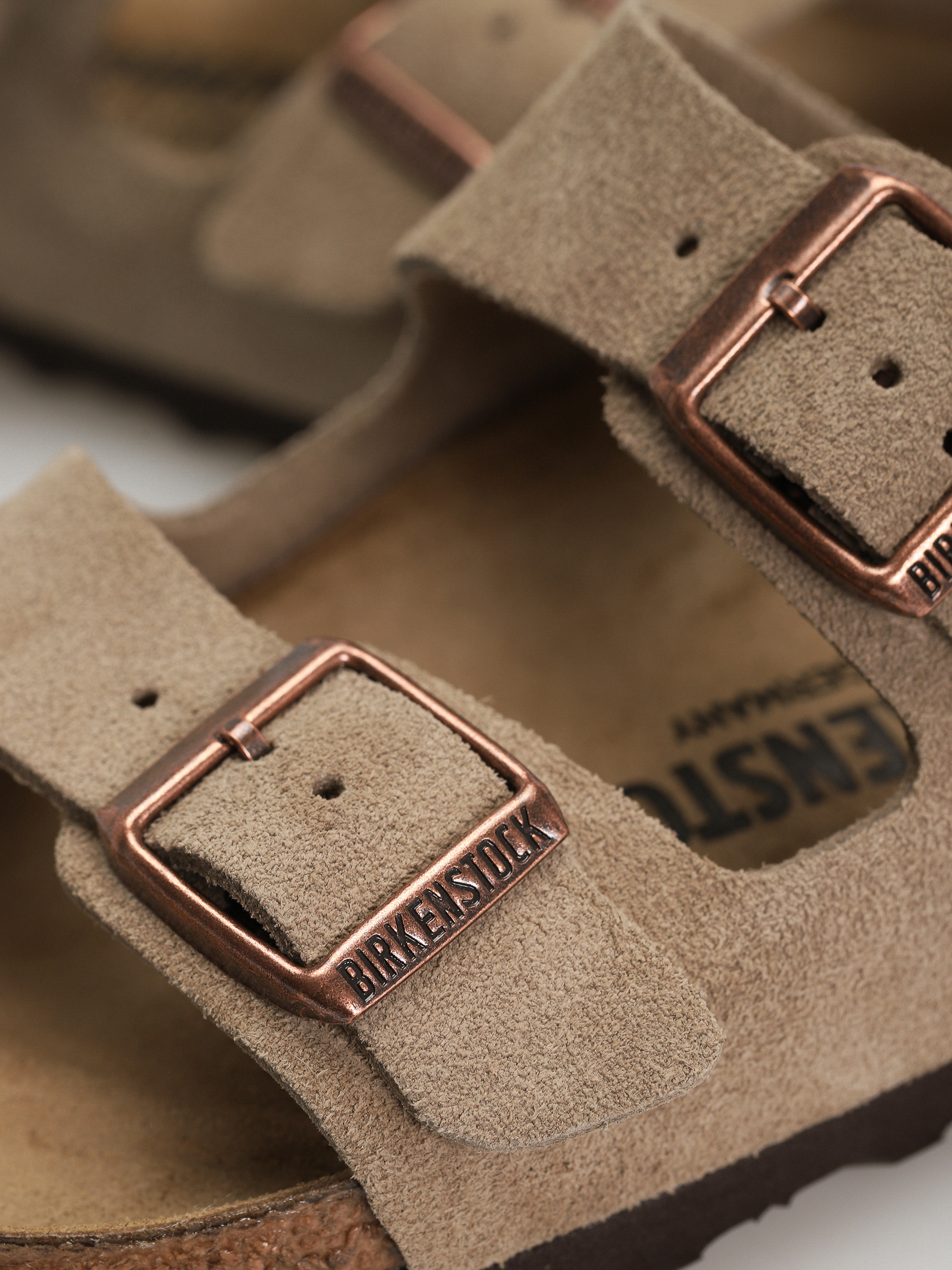 Birkenstock Arizona Suede Leather Narrow Wmn Flip Flops (taupe)