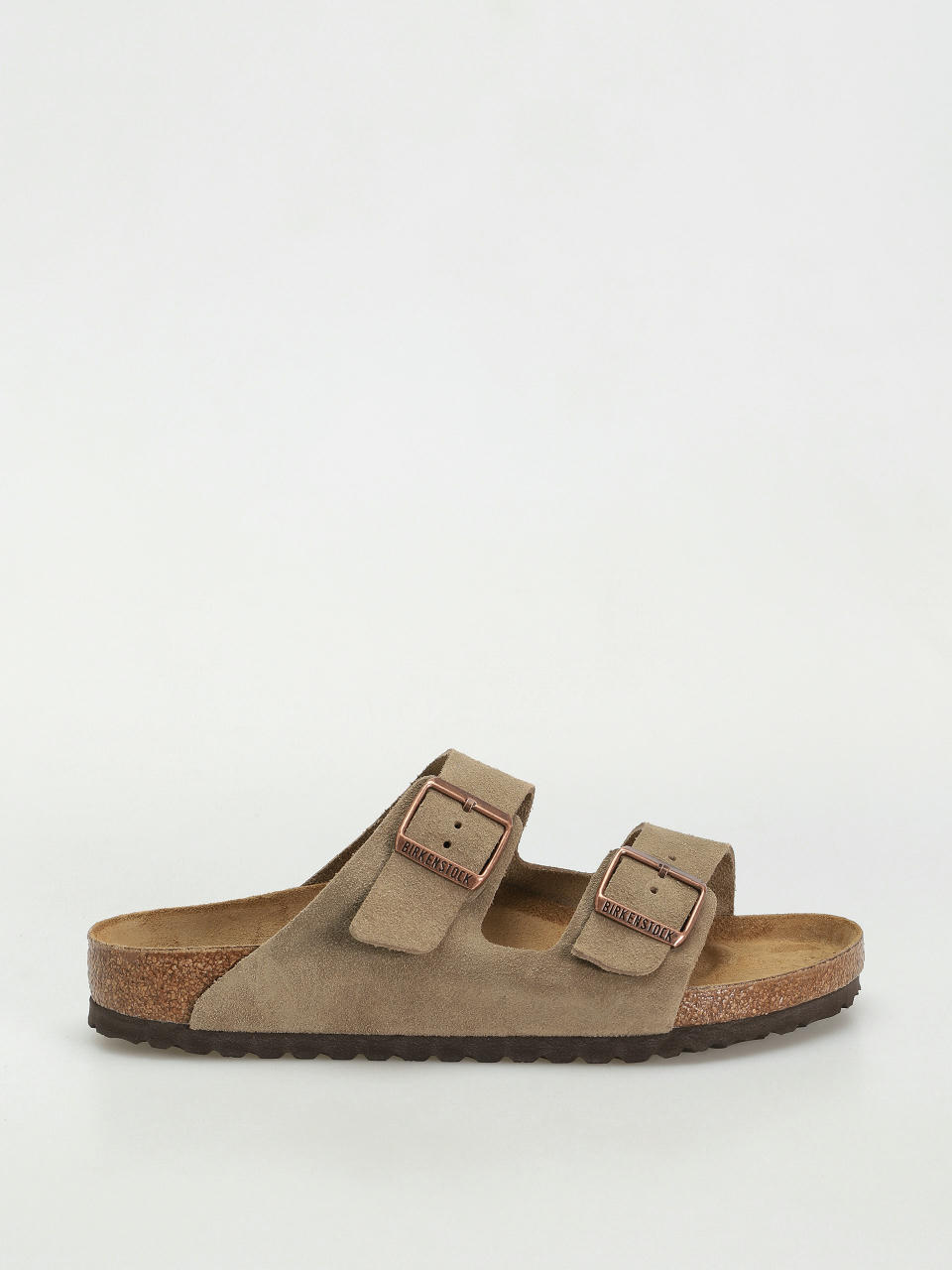 Birkenstock Arizona Suede Leather Regular Flip Flops (taupe)