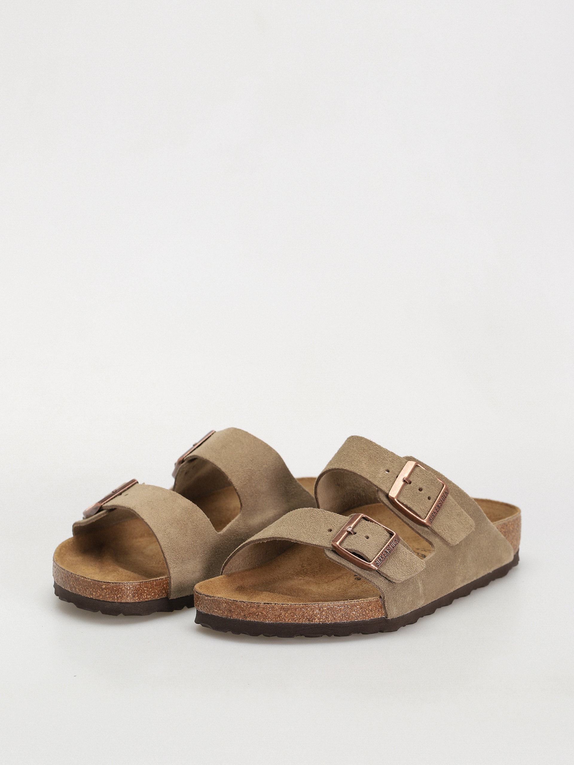 Birkenstock Arizona Suede Leather Regular Flip Flops (taupe)