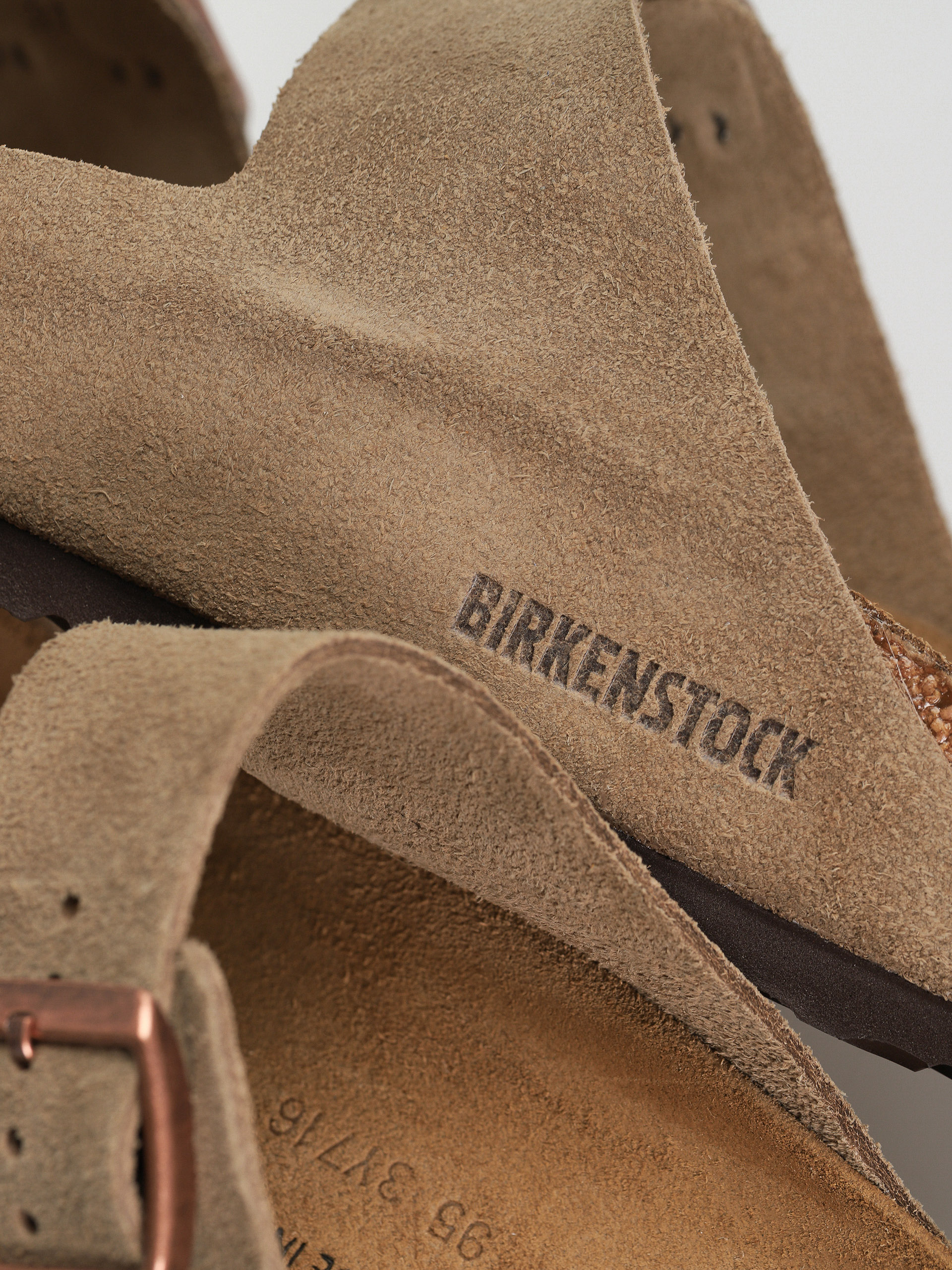 Birkenstock Arizona Suede Leather Regular Flip Flops (taupe)