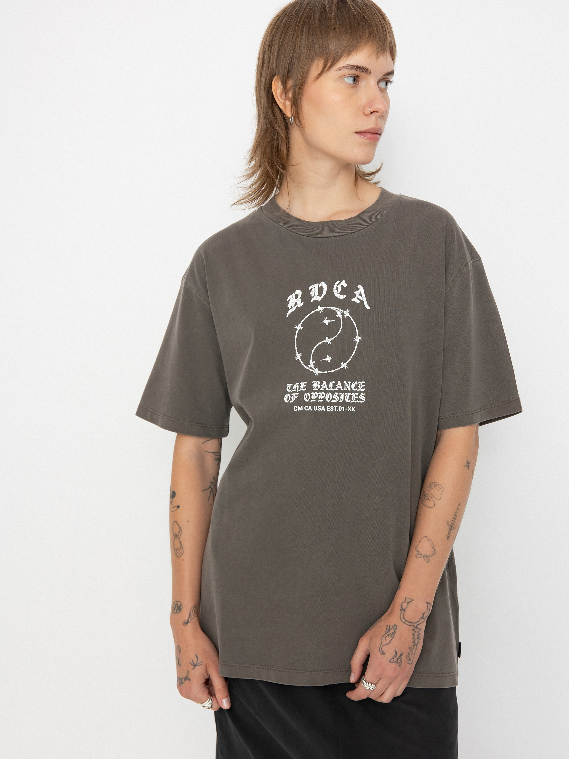 RVCA T-Shirt Lax Relaxed Wmn - brown (dark choc)