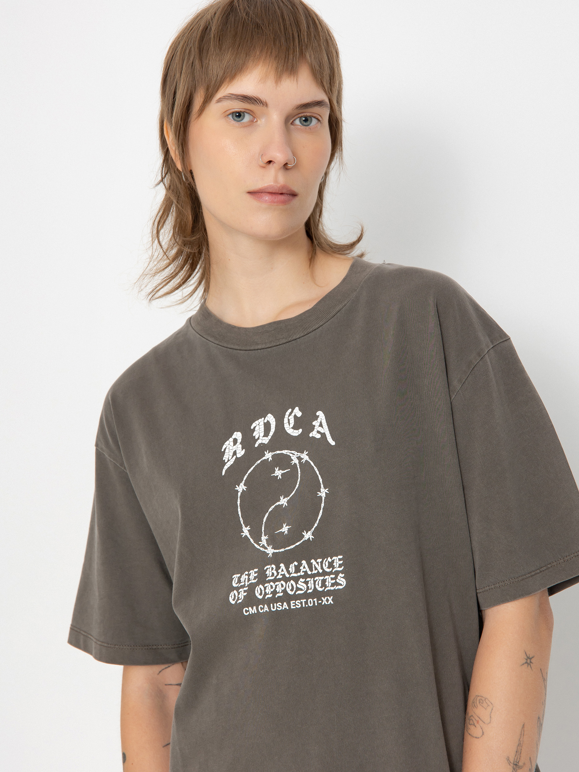 RVCA T-Shirt Lax Relaxed Wmn - brown (dark choc)