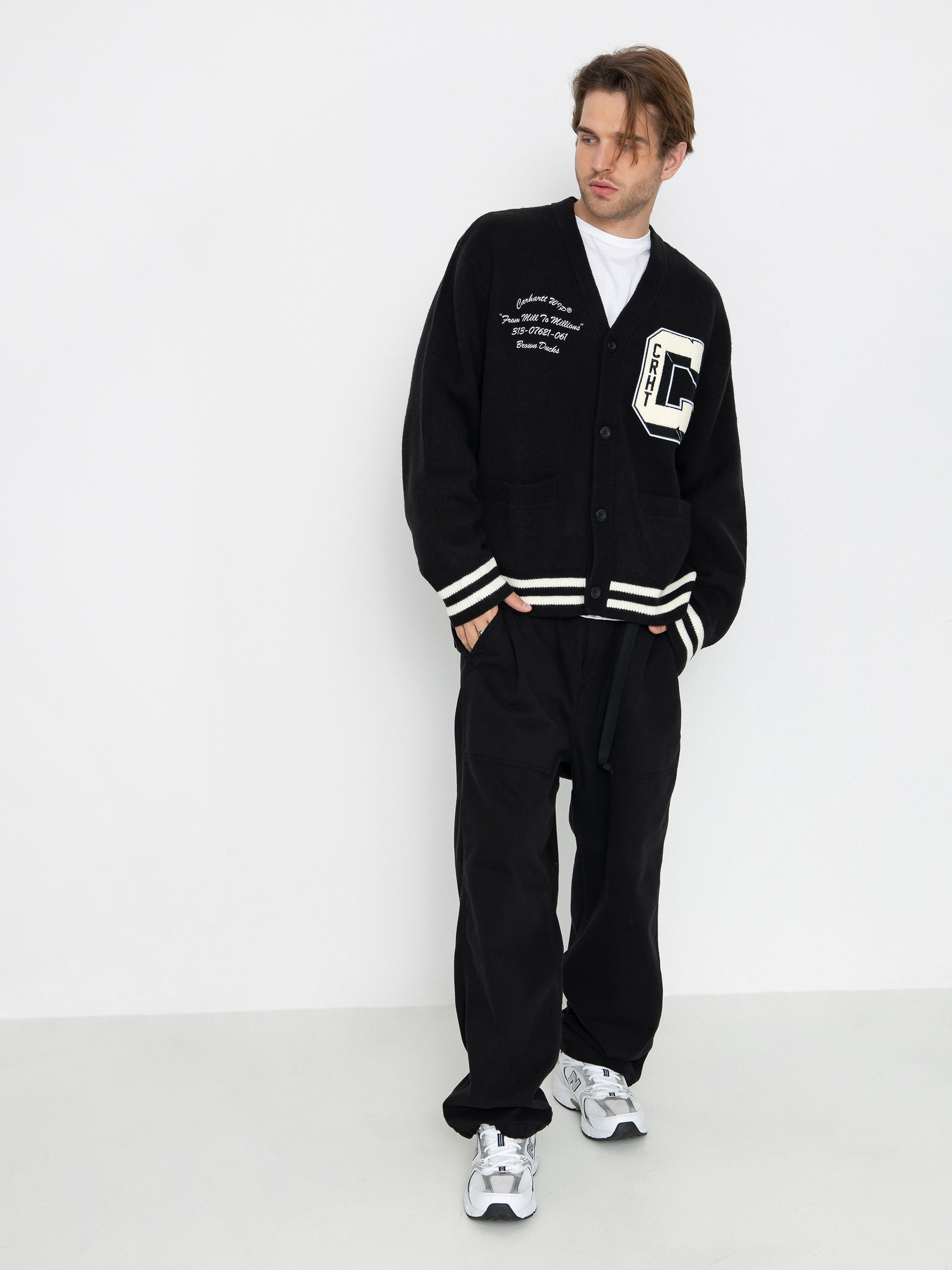 Carhartt WIP Brown Ducks Cardigan Sweater - black (black/wax)