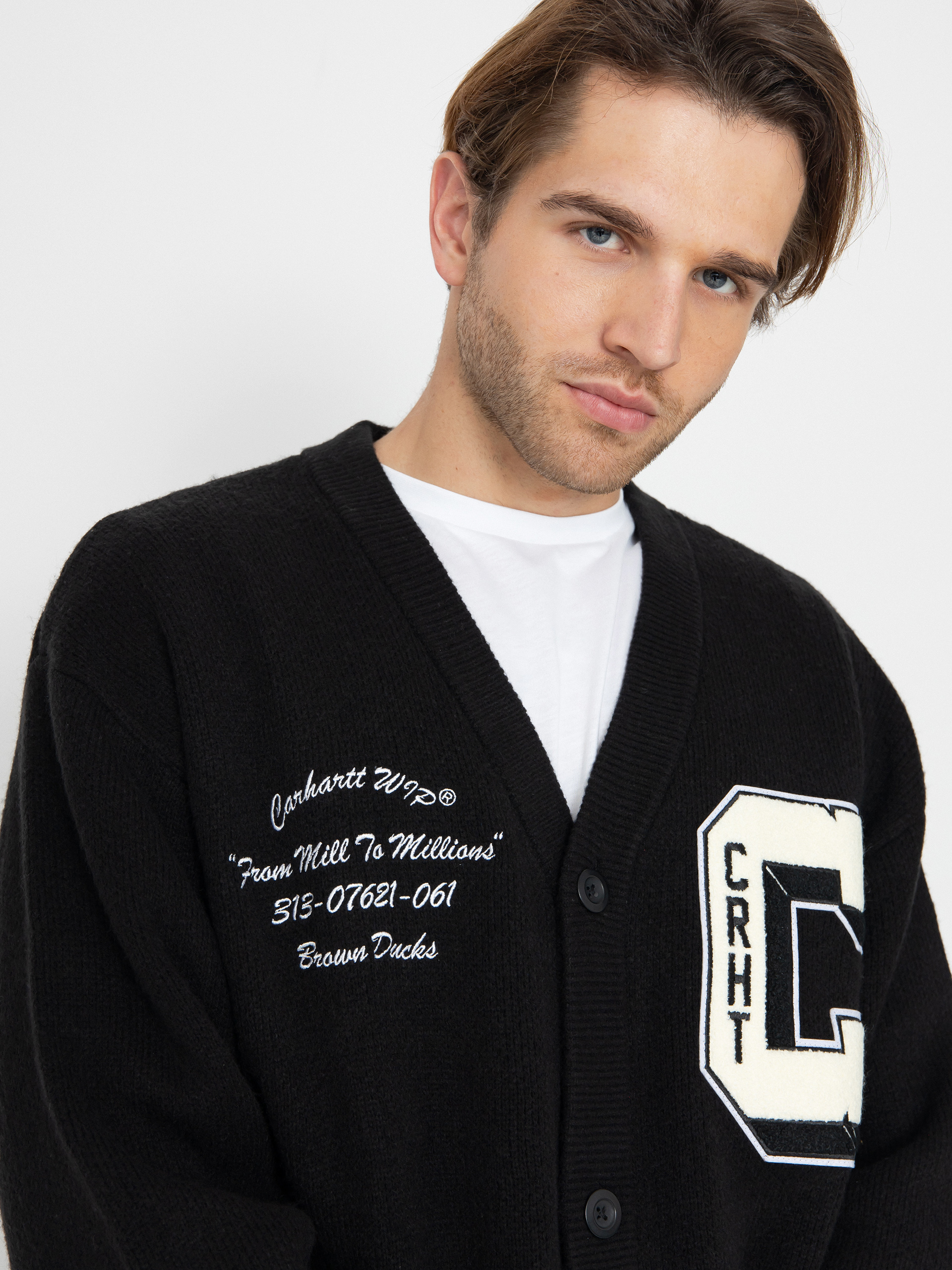 Carhartt WIP Brown Ducks Cardigan Sweater - black (black/wax)