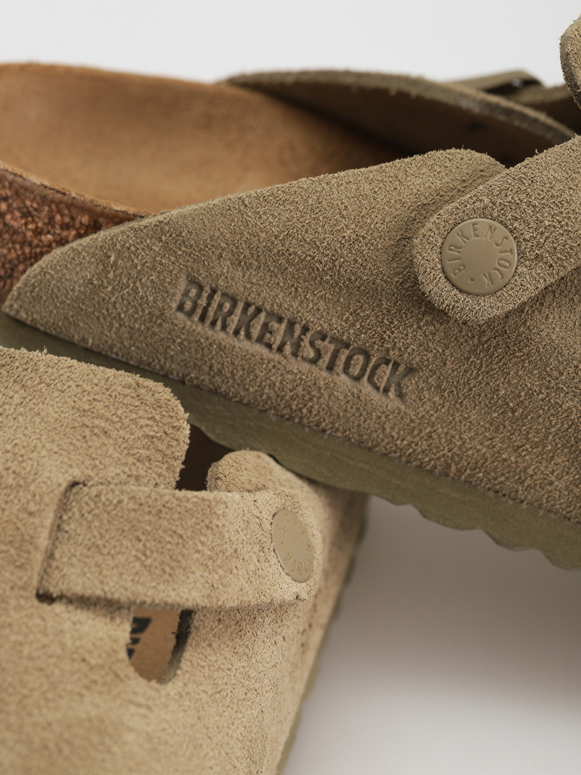 Birkenstock Boston Suede Leather Narrow Wmn Flip-flops (faded khaki)