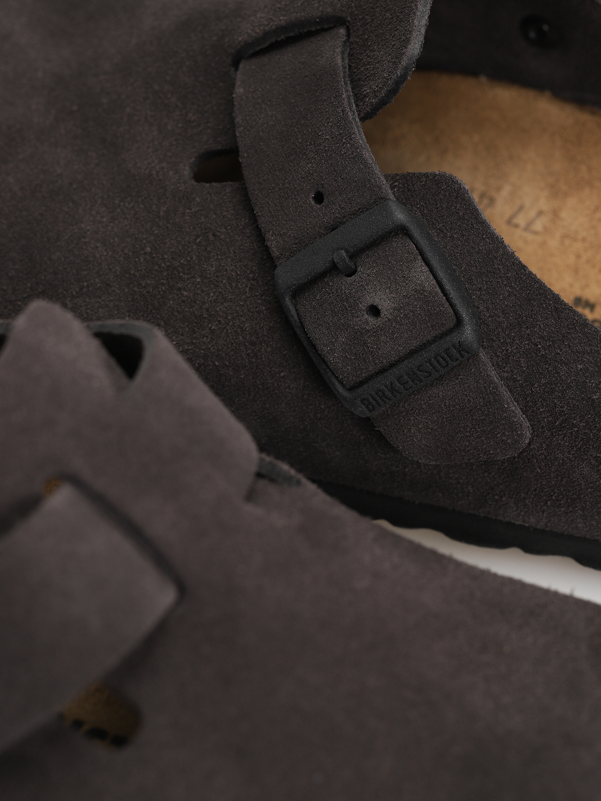 Birkenstock Boston Suede Leather Regular Flip-flops (velvet grey)