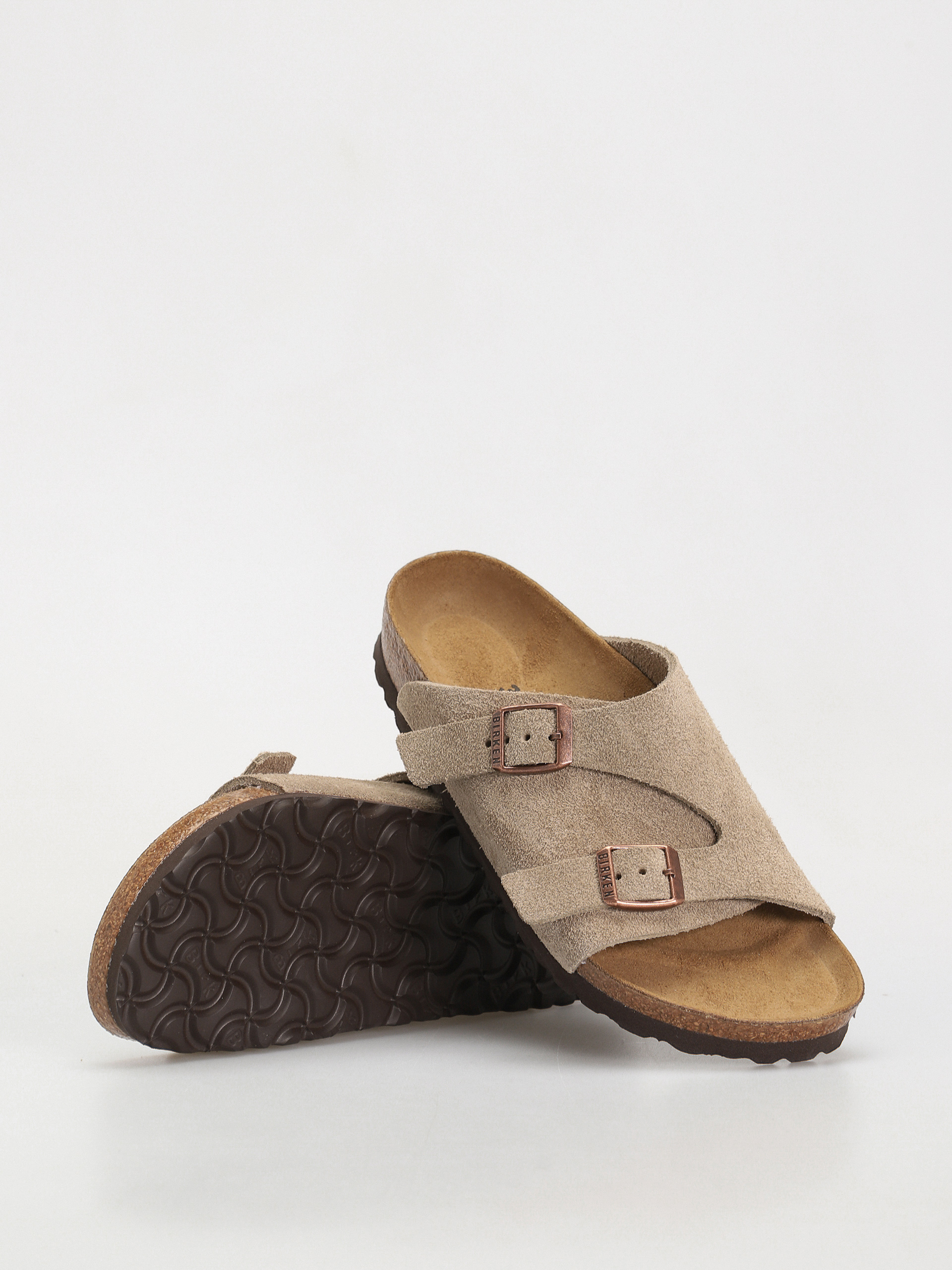 Birkenstock Zurich Suede Leather Narrow Wmn Flip Flops taupe