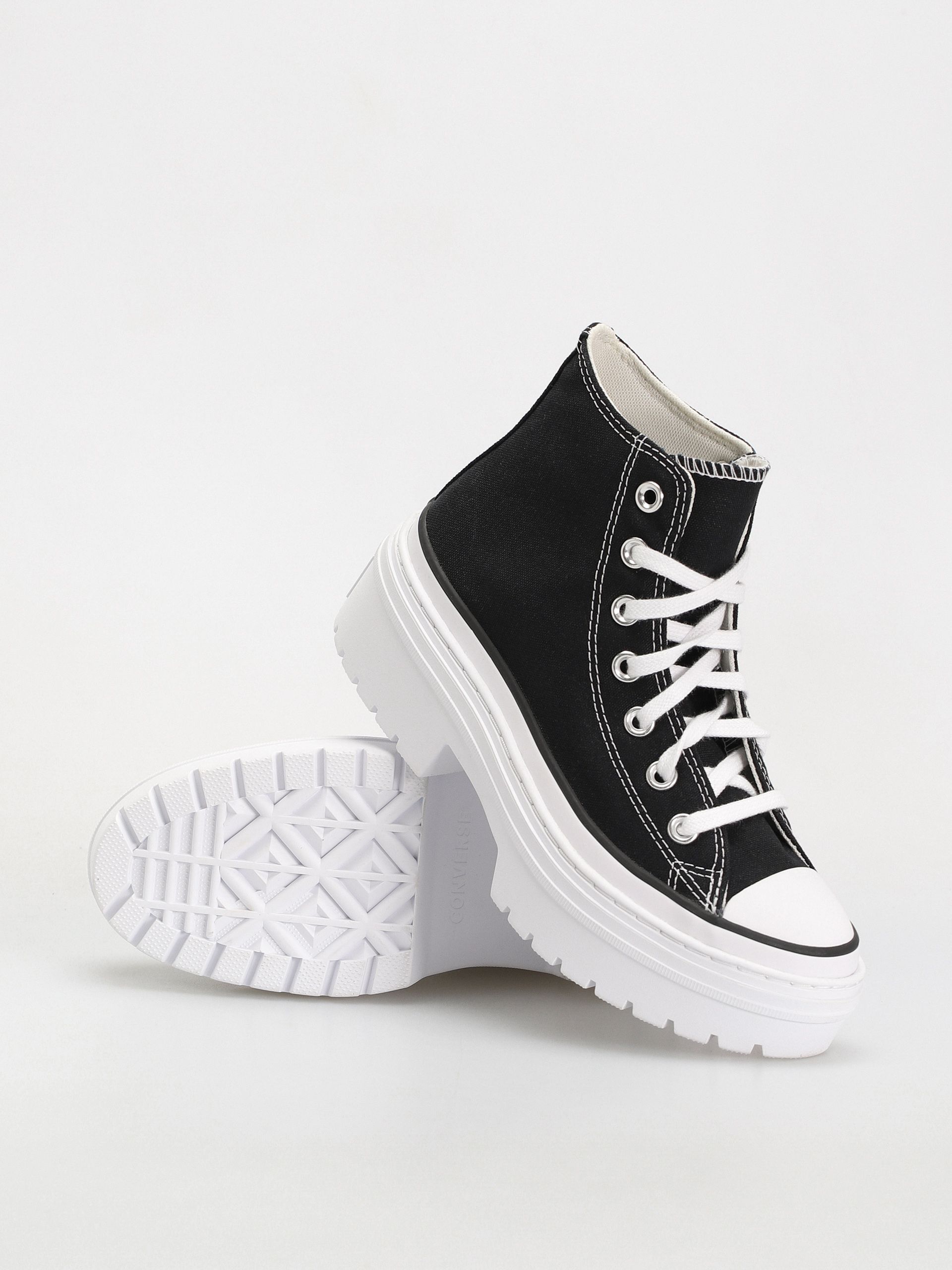 Black and white converse heels best sale