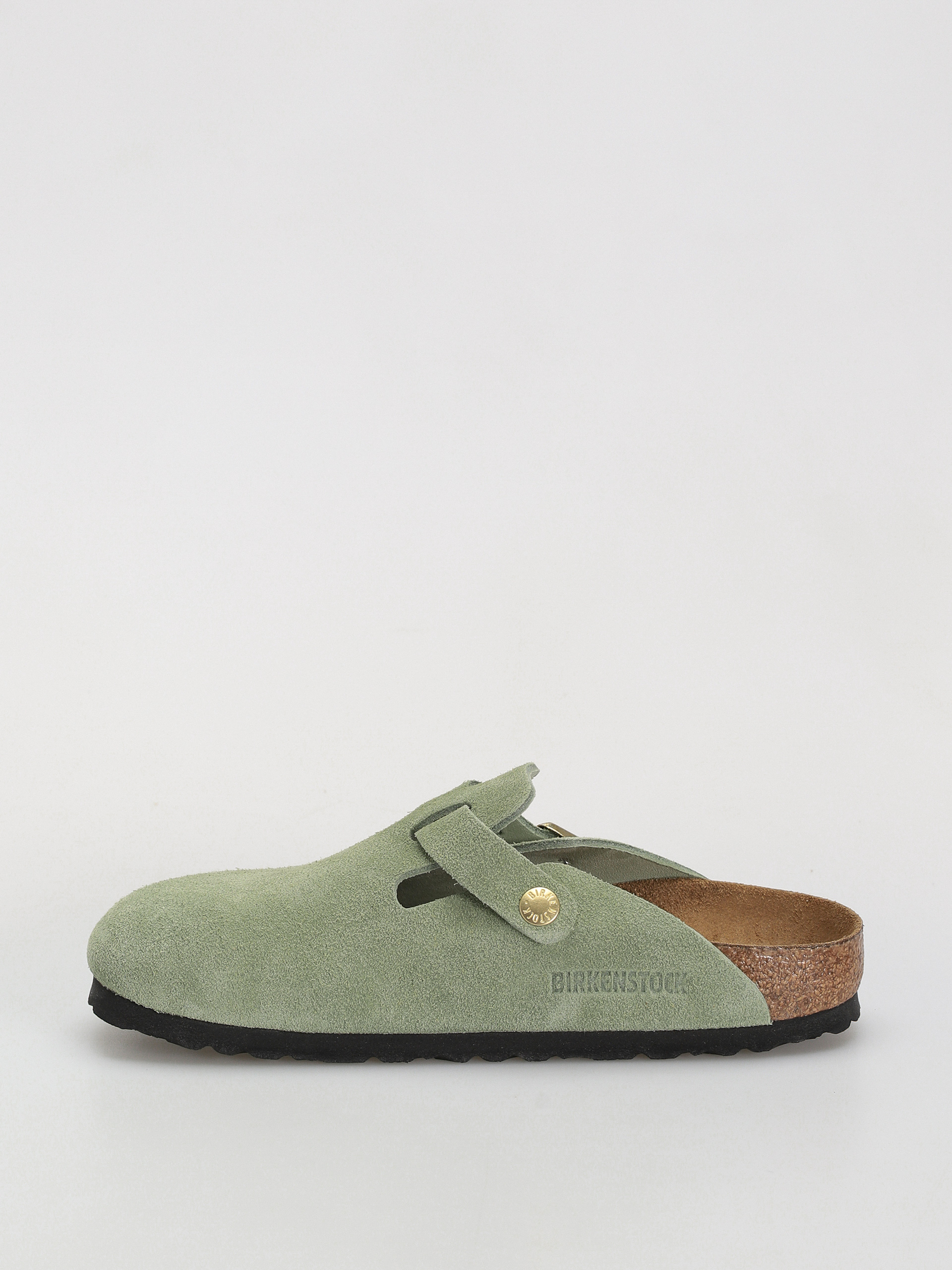 Birkenstock Boston Soft Footbed Suede Leather Narrow Wmn Flip-flops (green tea)