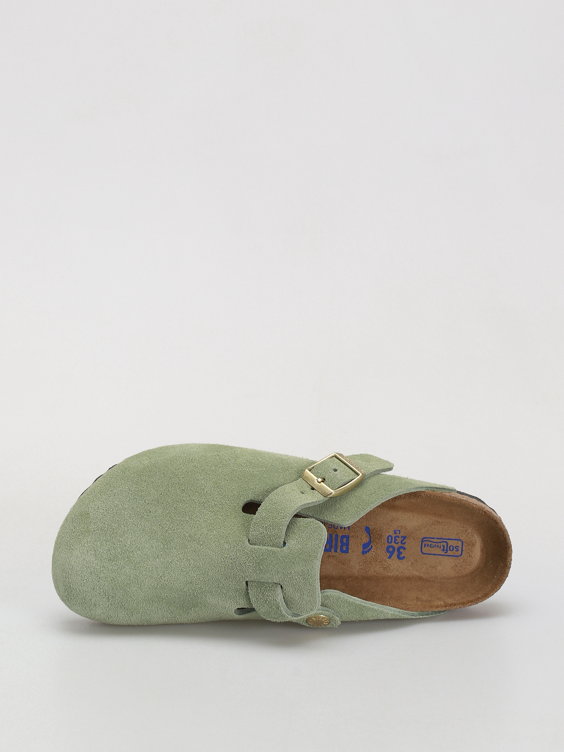 Birkenstock Boston Soft Footbed Suede Leather Narrow Wmn Flip-flops (green tea)