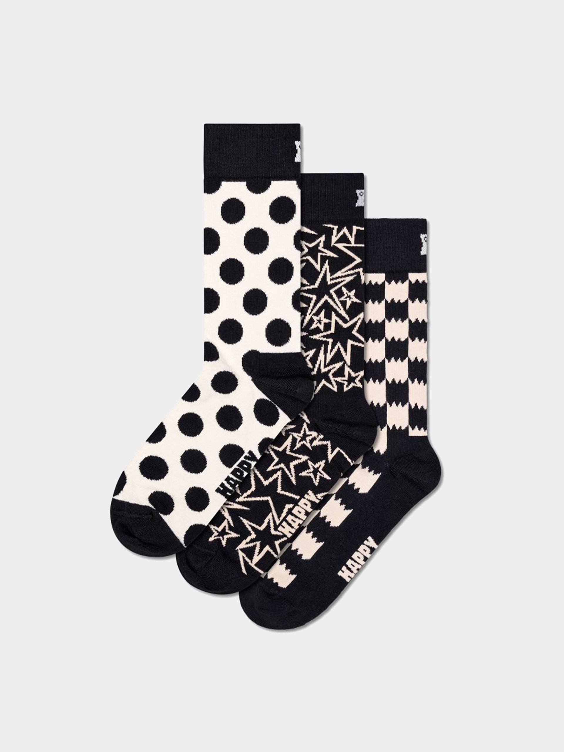 Happy Socks Socks 3-Pack Black And White (black)