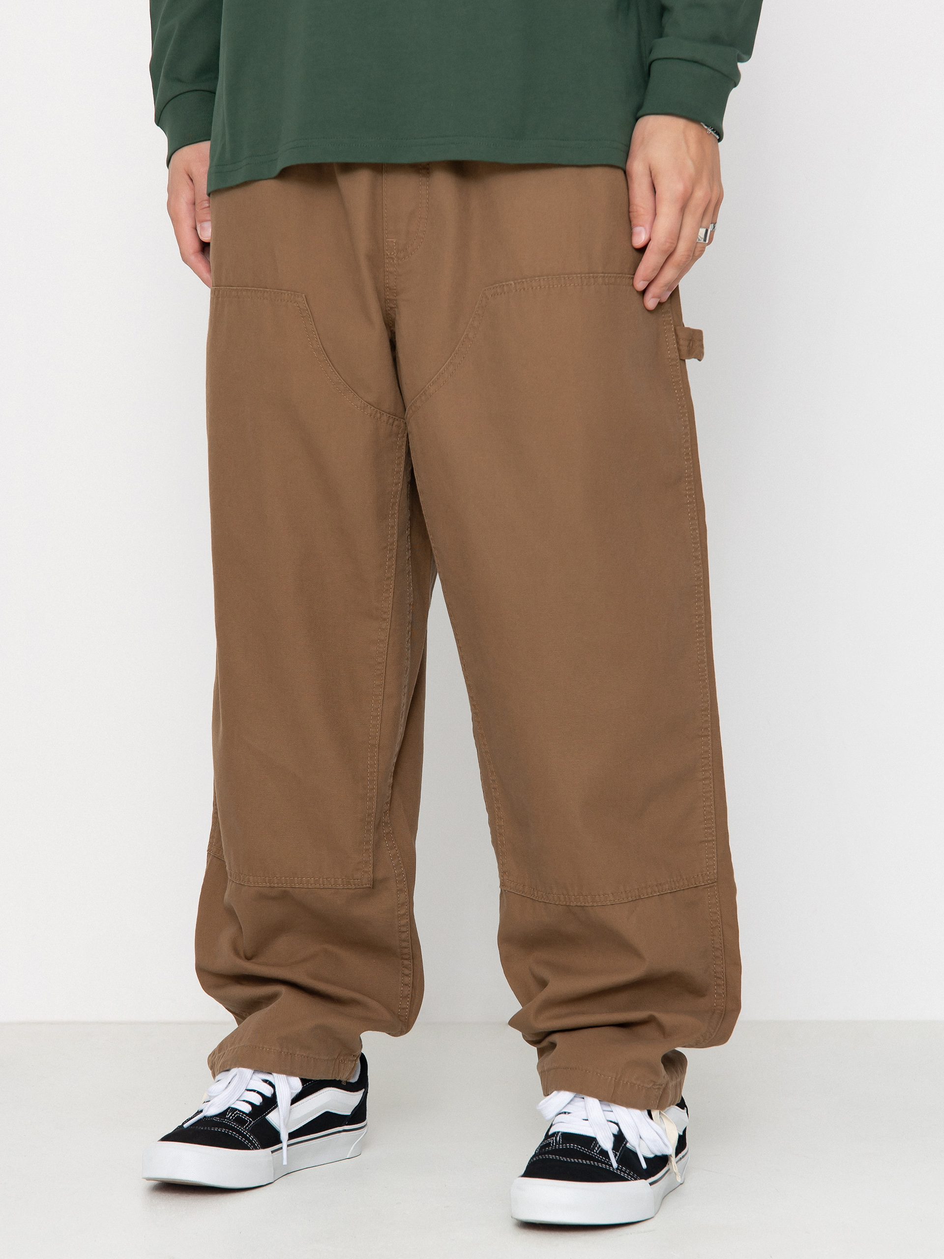 【BAON】Cellmove Carpenter Cargo Wide Pants Vans Range Carpenter Canvas Baggy Tapered Pants - brown (sepia)