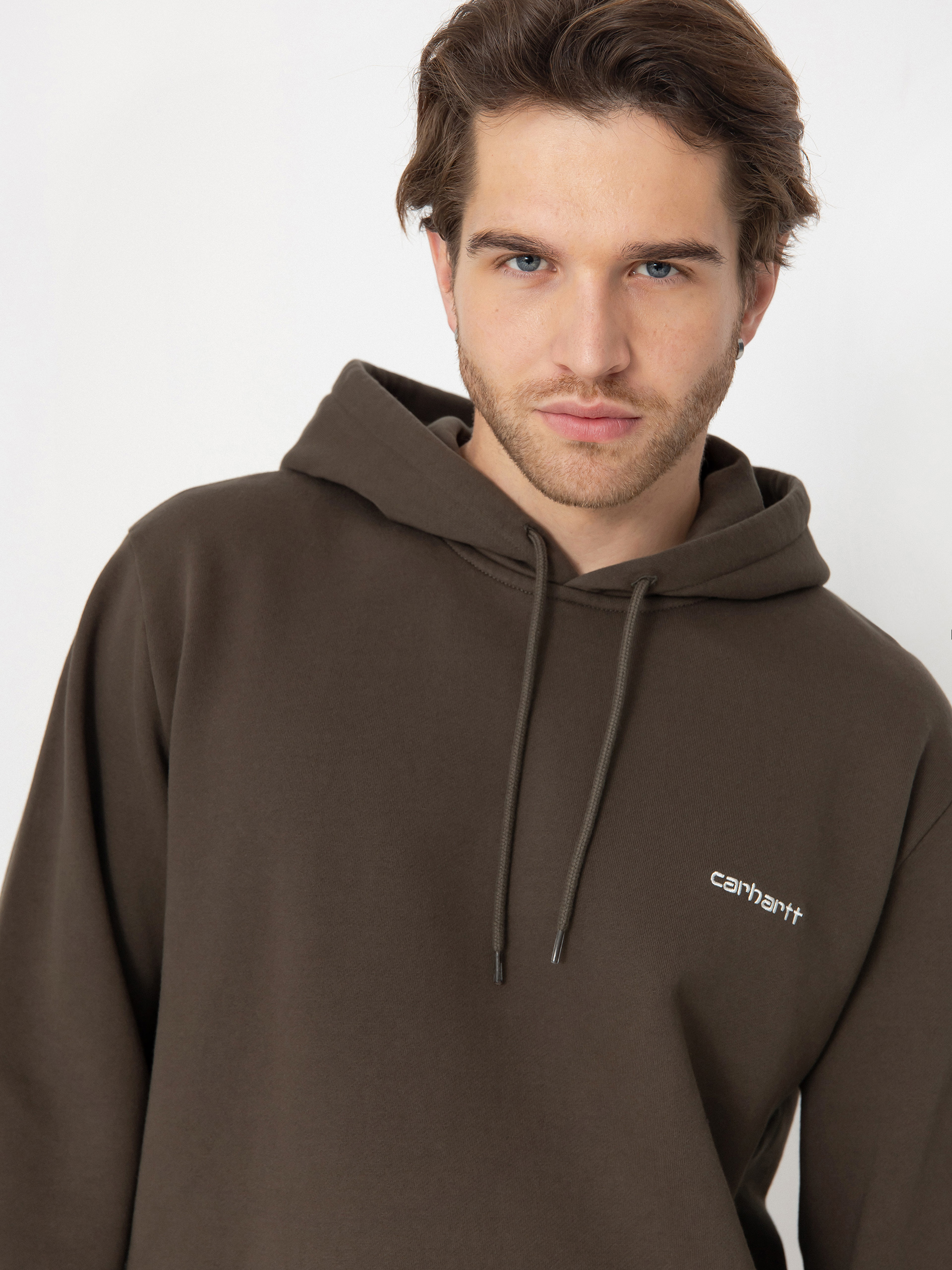 Carhartt WIP Script Embroidery HD Hoodie brown (cypress/white)