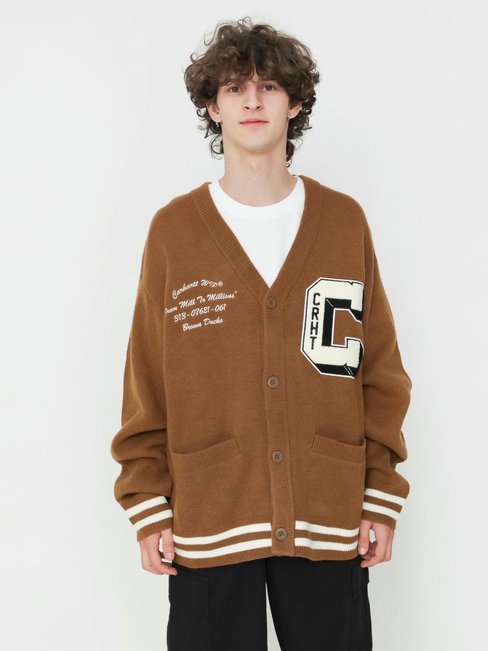 Carhartt WIP Brown Ducks Cardigan Sweater (hamilton brown/wax)