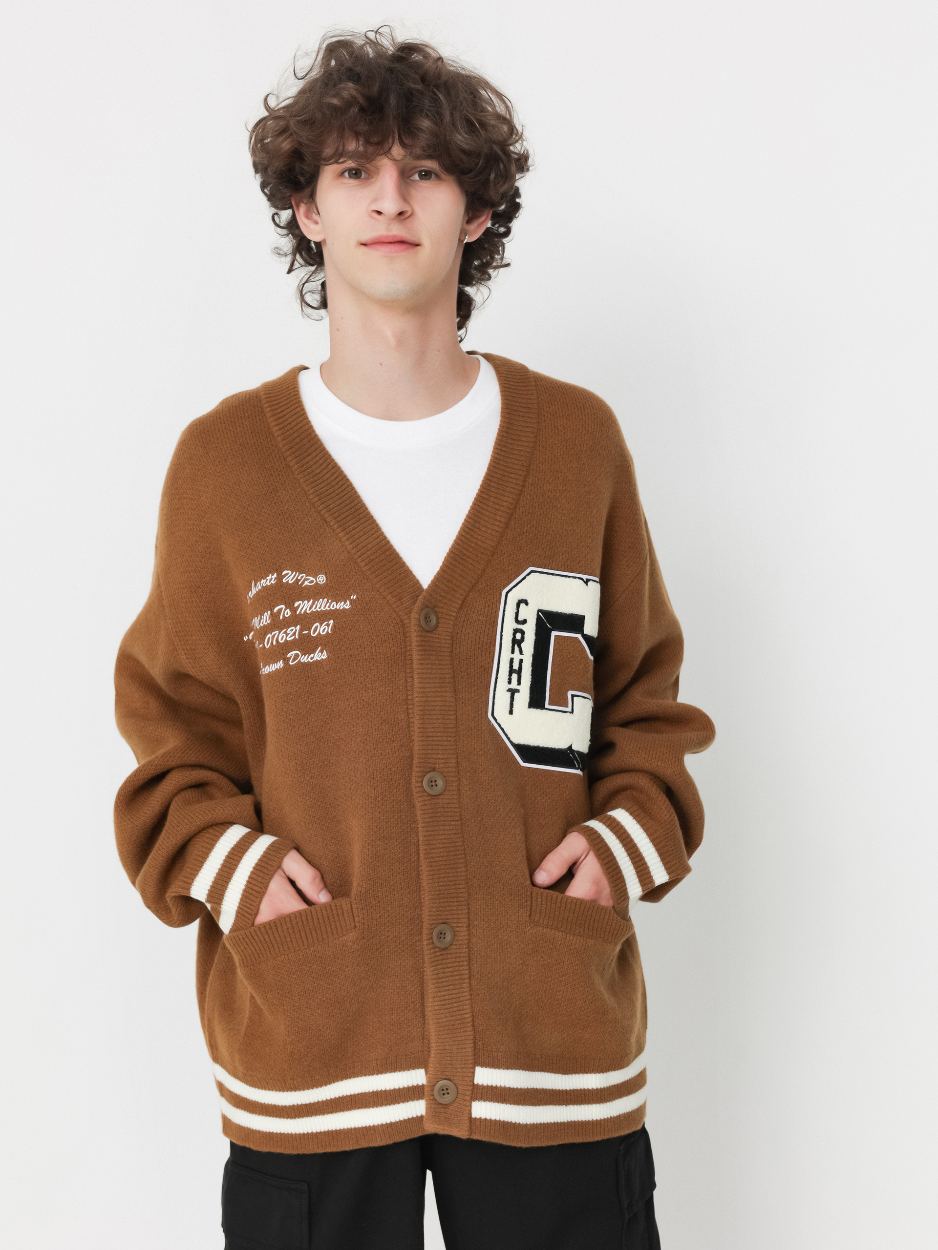 Carhartt WIP Brown Ducks Cardigan Sweater - brown (hamilton brown/wax)