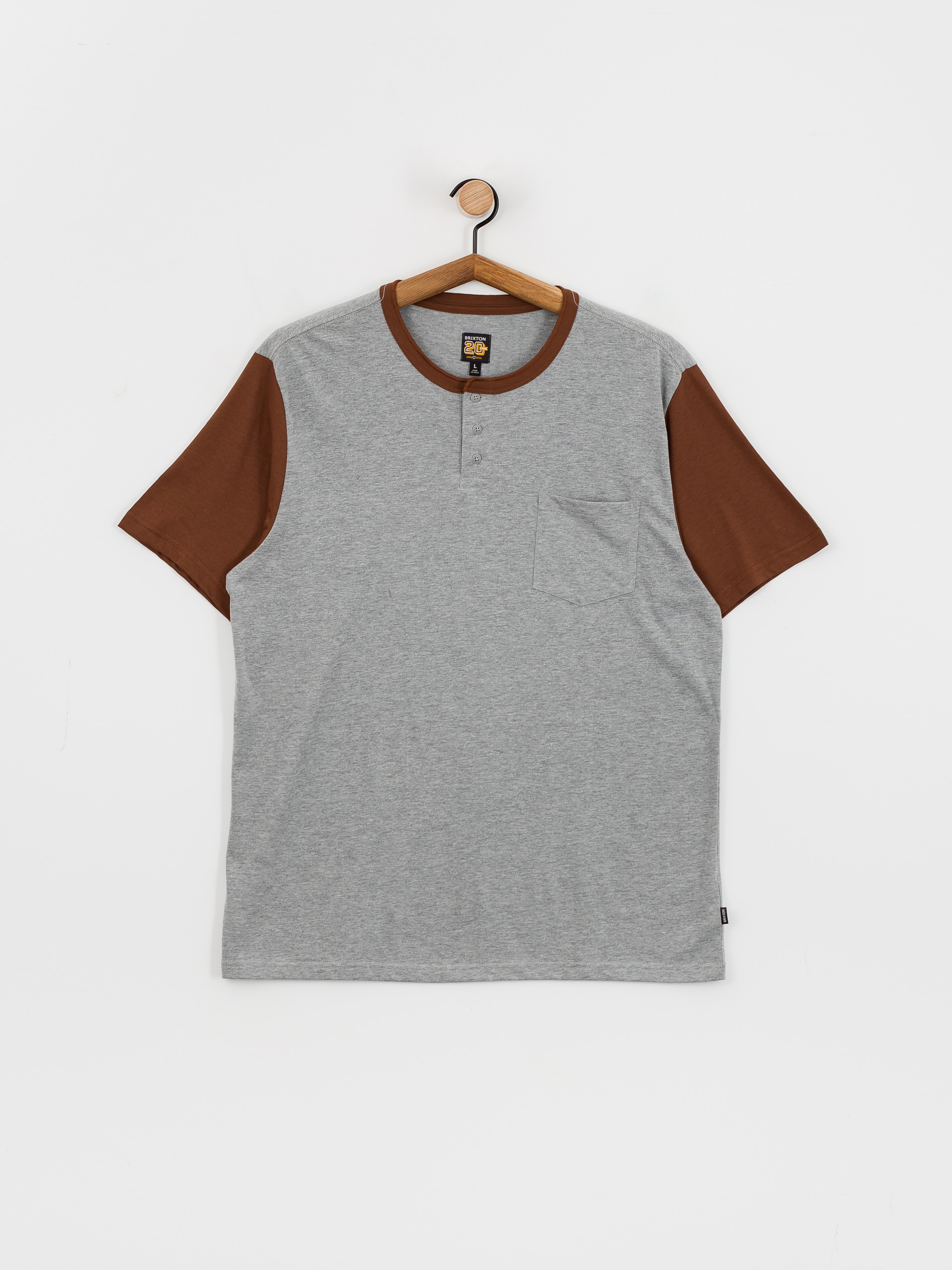 Brixton 20Th Anniversary Detroit Pkt T-Shirt (heather grey/pinecone brown)