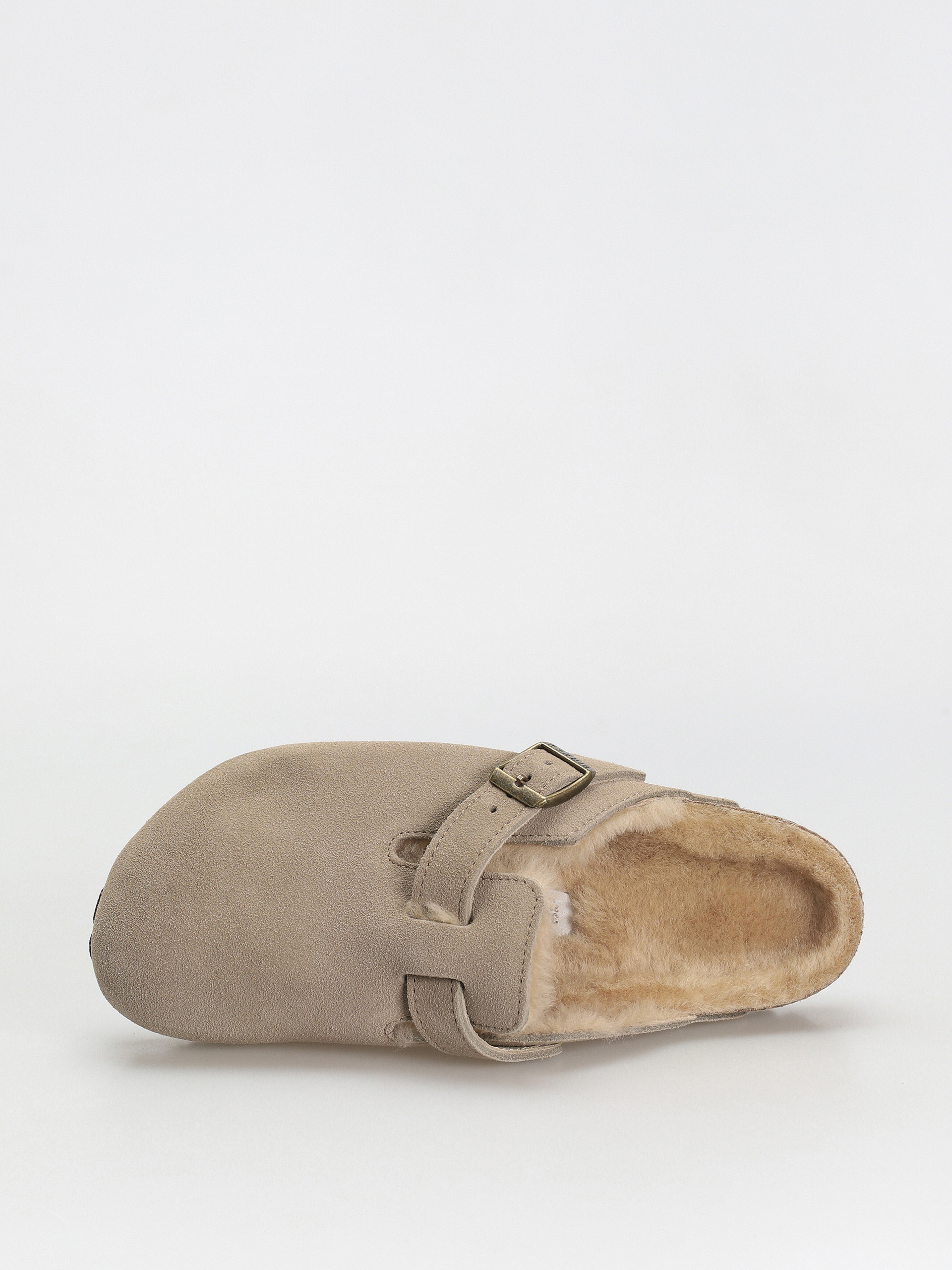 Birkenstock Boston Shearling Suede Leather Fur Narrow Wmn Flip-flops (taupe)