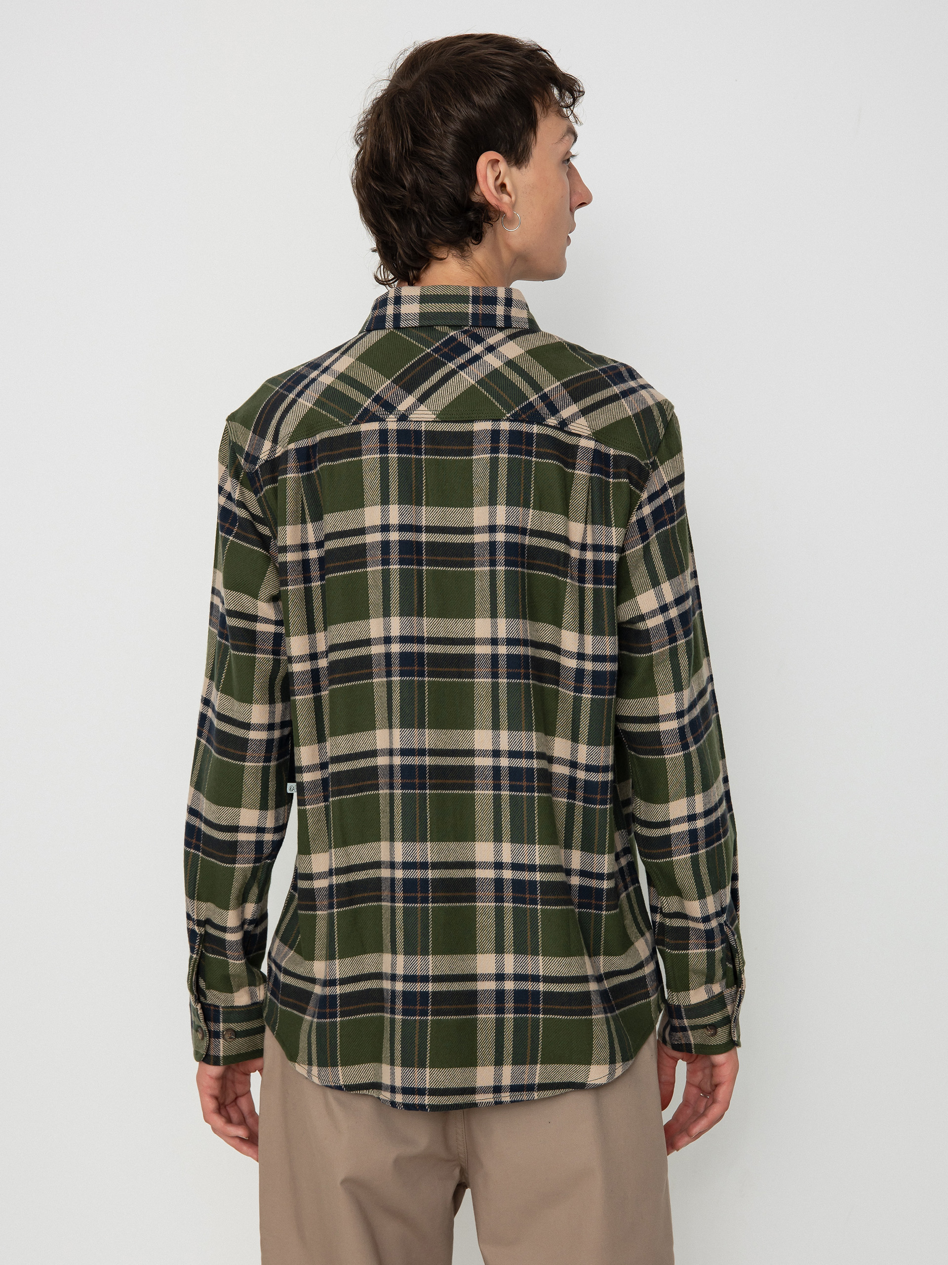 Brixton Bowery Flannel Ls Hemd (cypress green/washed navy/whit)