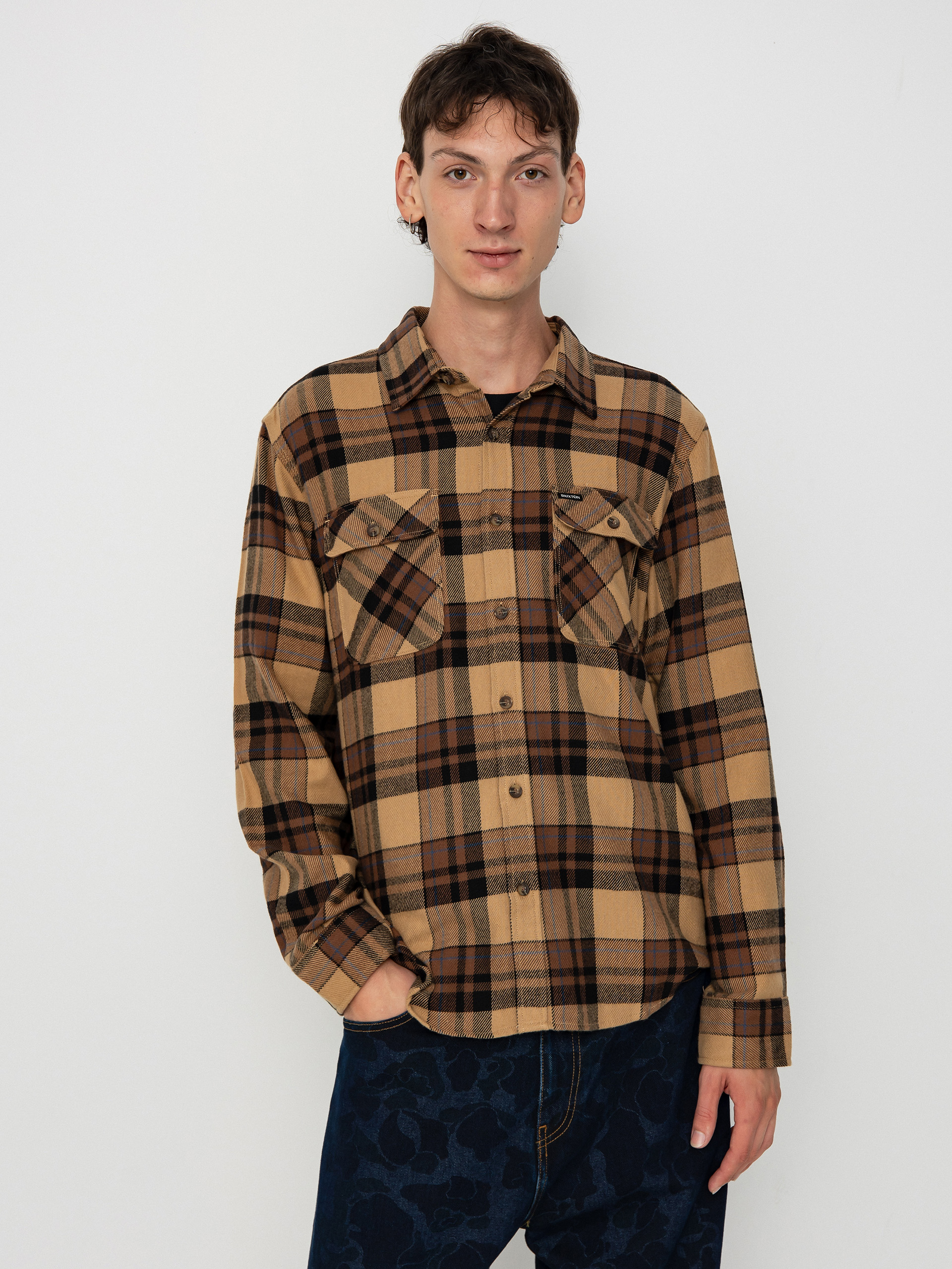 Brixton Bowery Flannel Ls Shirt - brown (tiger