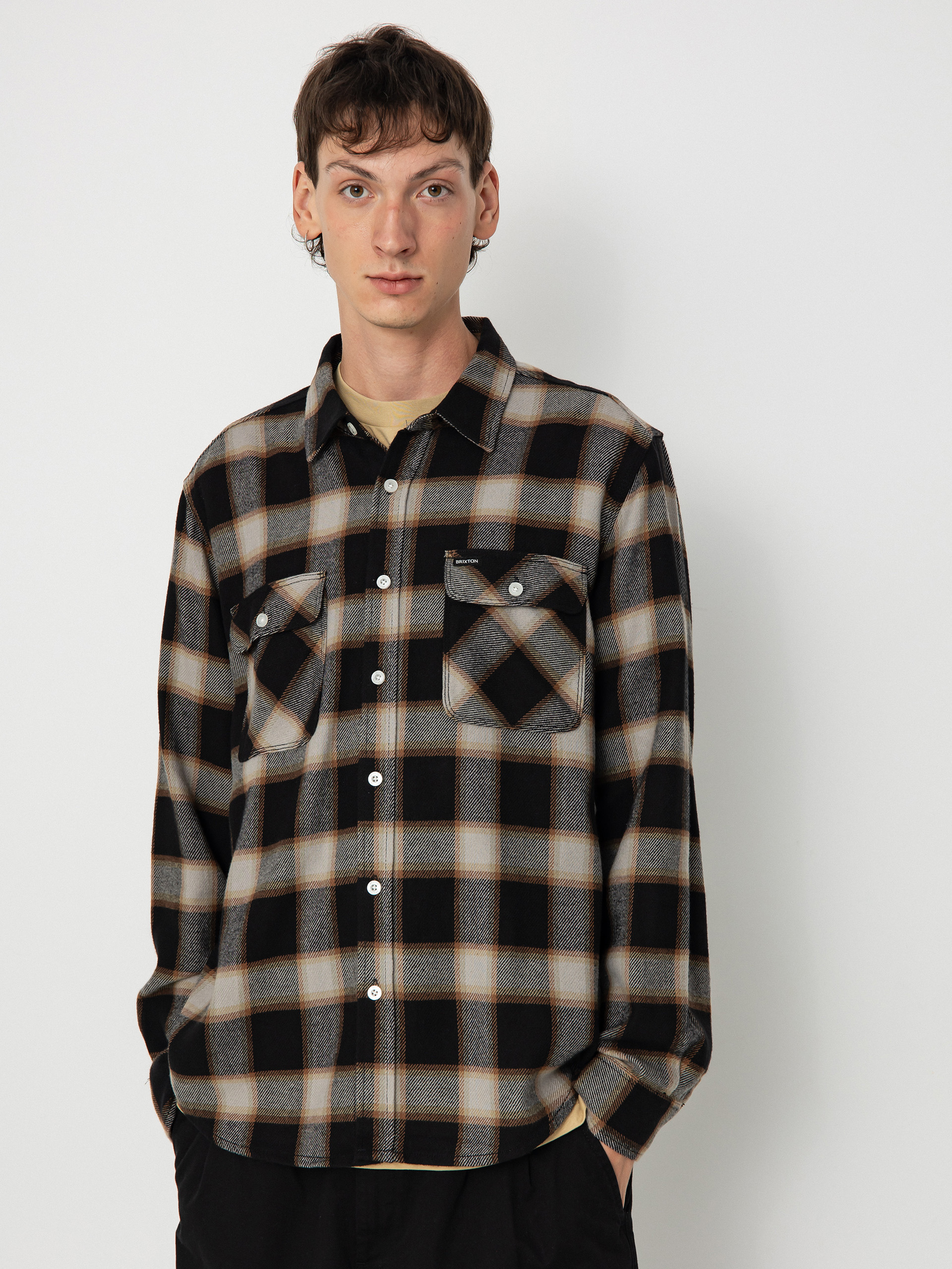 Brixton 20Th Anniv Bowery Flannel Shirt black black cream