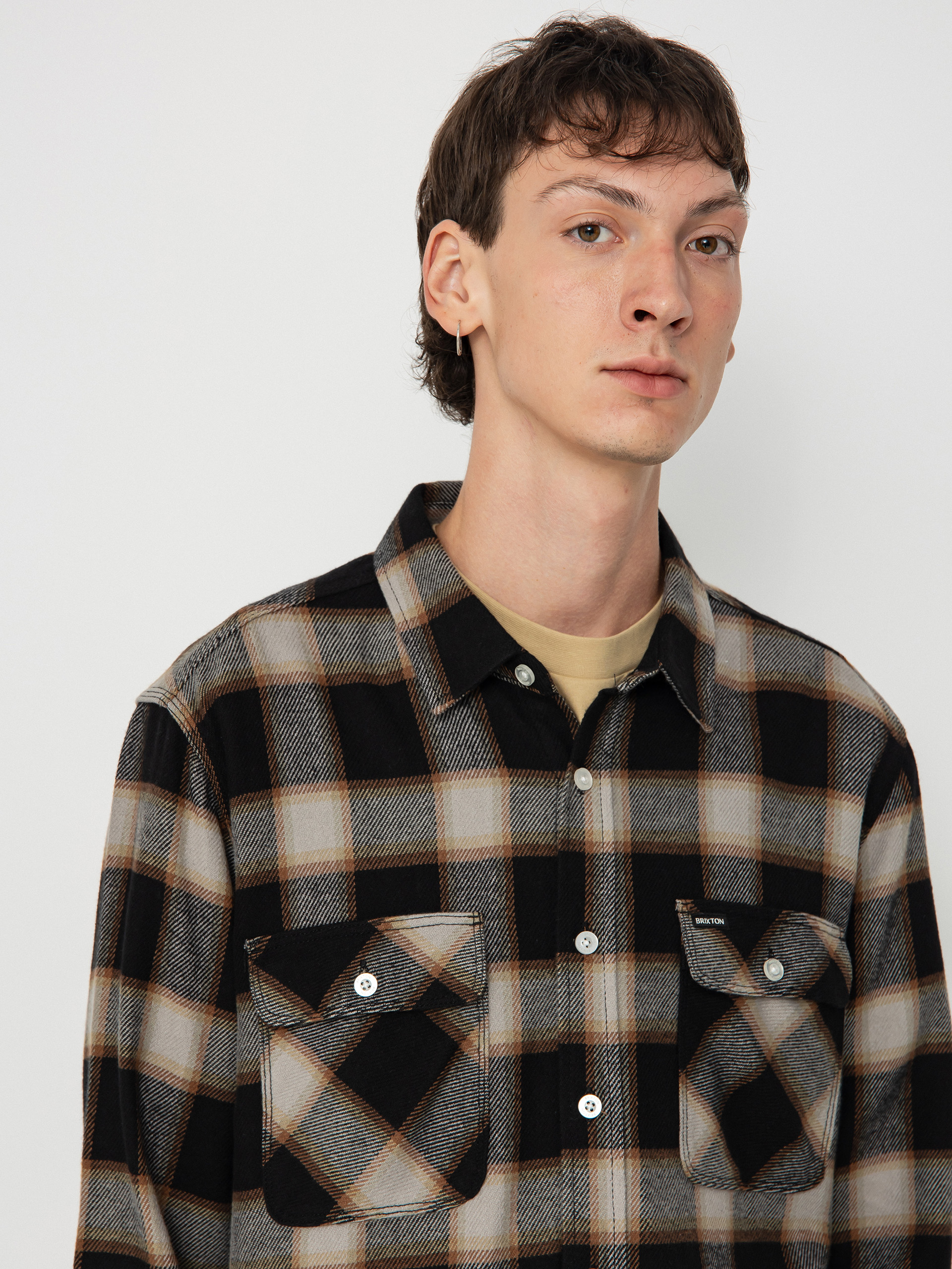 Brixton 20Th Anniv Bowery Flannel Hemd (black/cream)