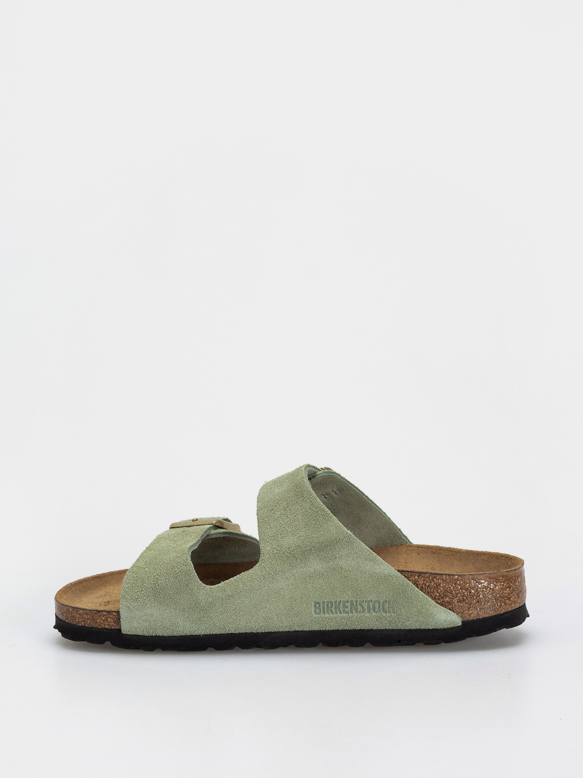 Birkenstock Arizona Soft Footbed Suede Leather Narrow Wmn Flip Flops green tea