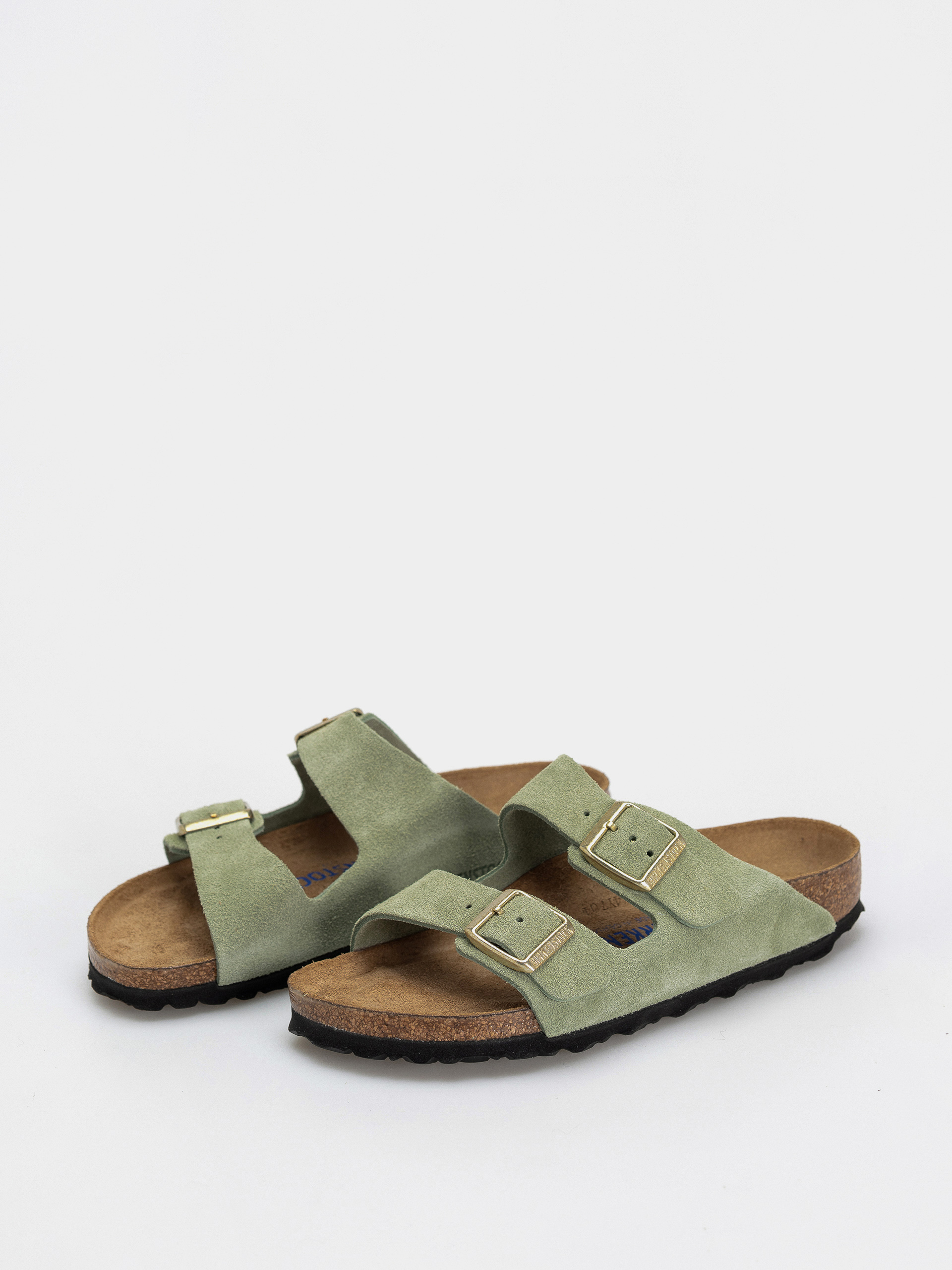 Birkenstock Arizona Soft Footbed Suede Leather Narrow Wmn Flip-flops (green tea)