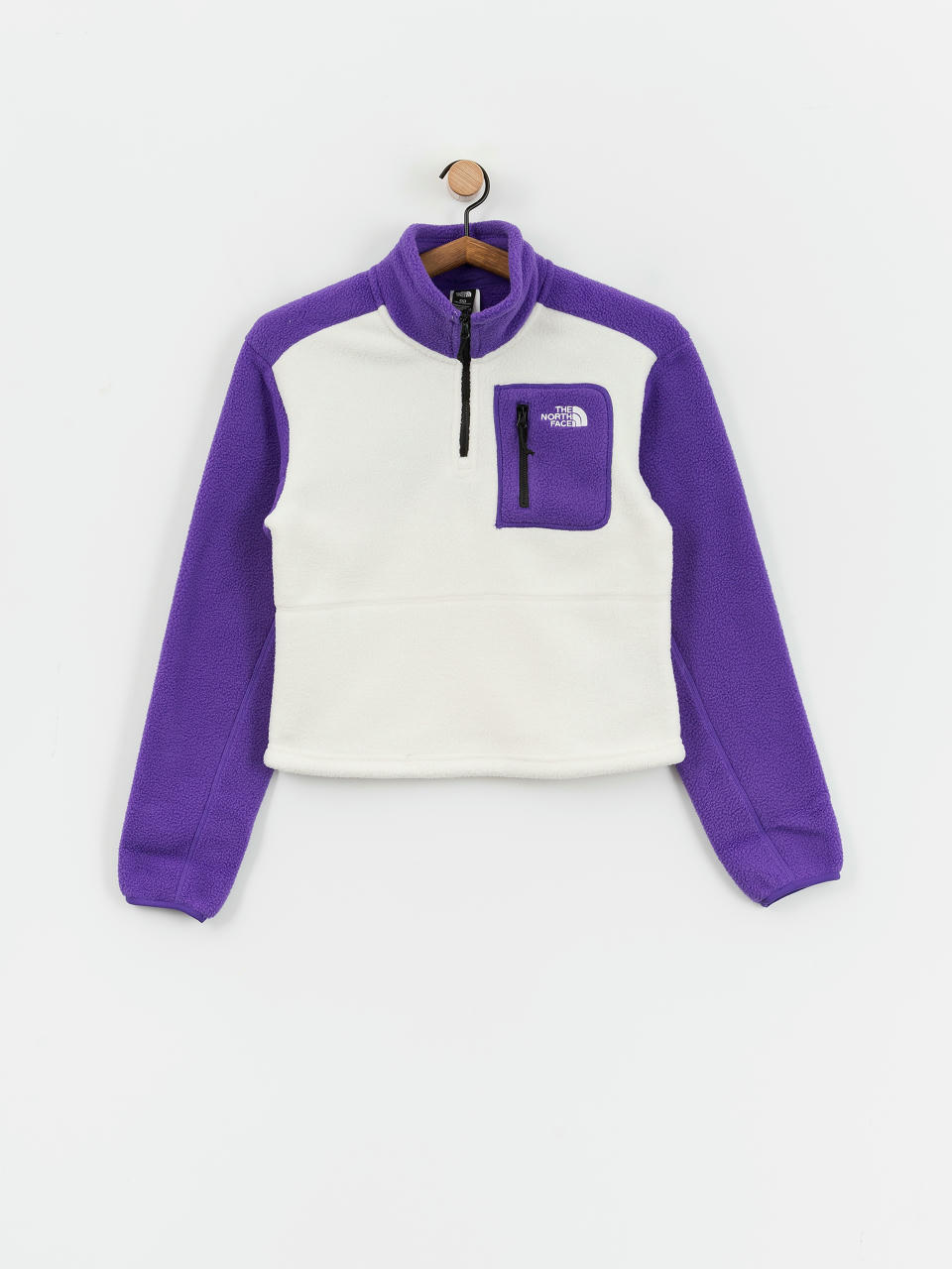 Womens The North Face Yumiori 1/4 Zip Fleece  (white dune/peak purple)