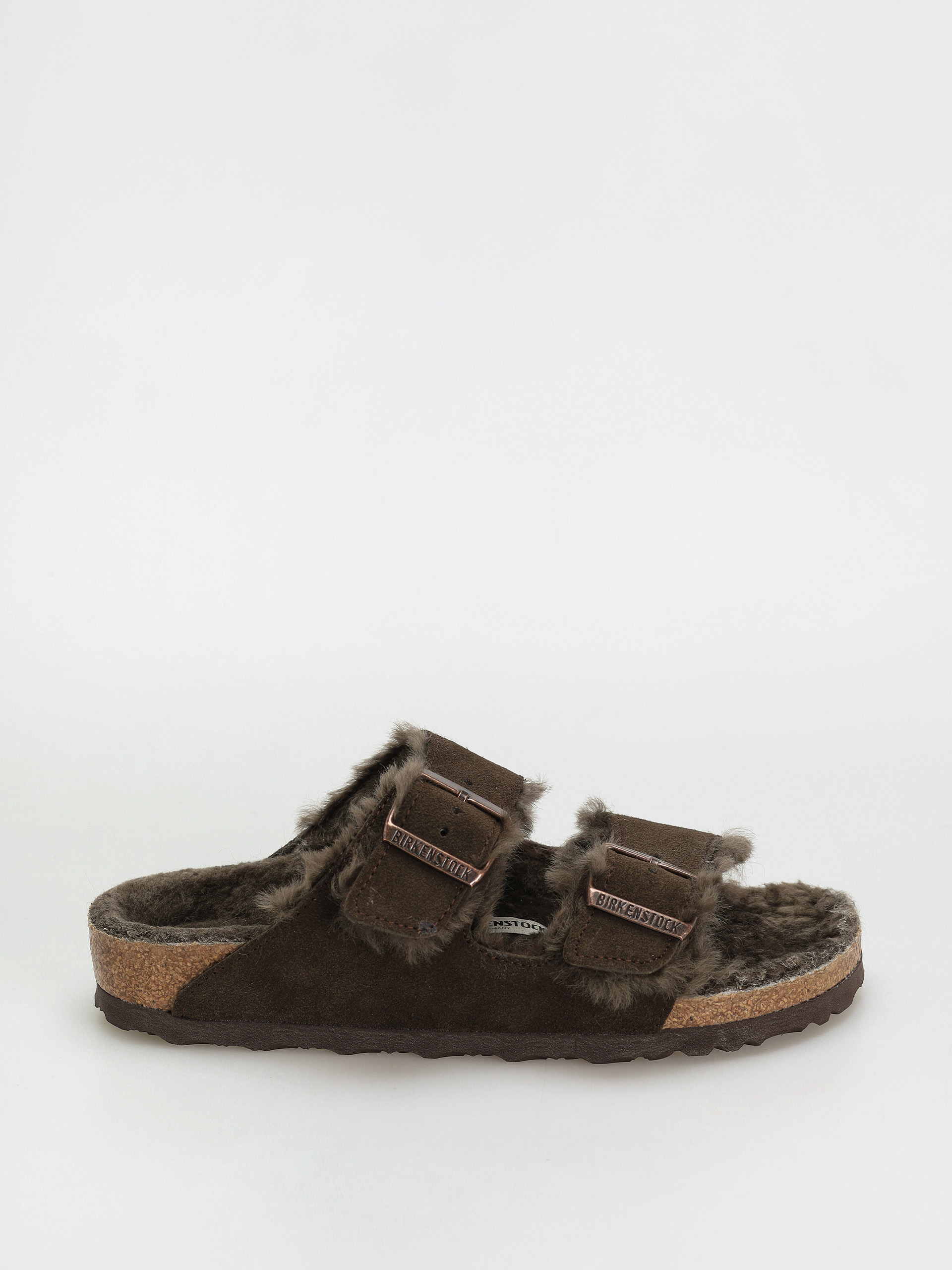 Birkenstock Arizona Shearling Suede Leather Fur Narrow Wmn Flip Flops (mocha)