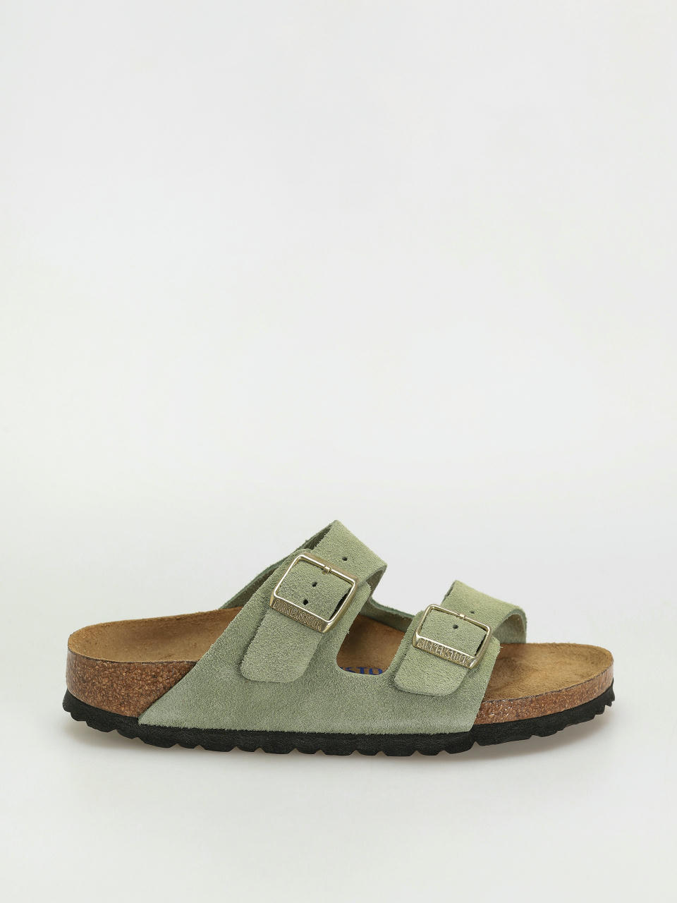 Birkenstock Arizona Soft Footbed Suede Leather Narrow Wmn Flip Flops (green tea)