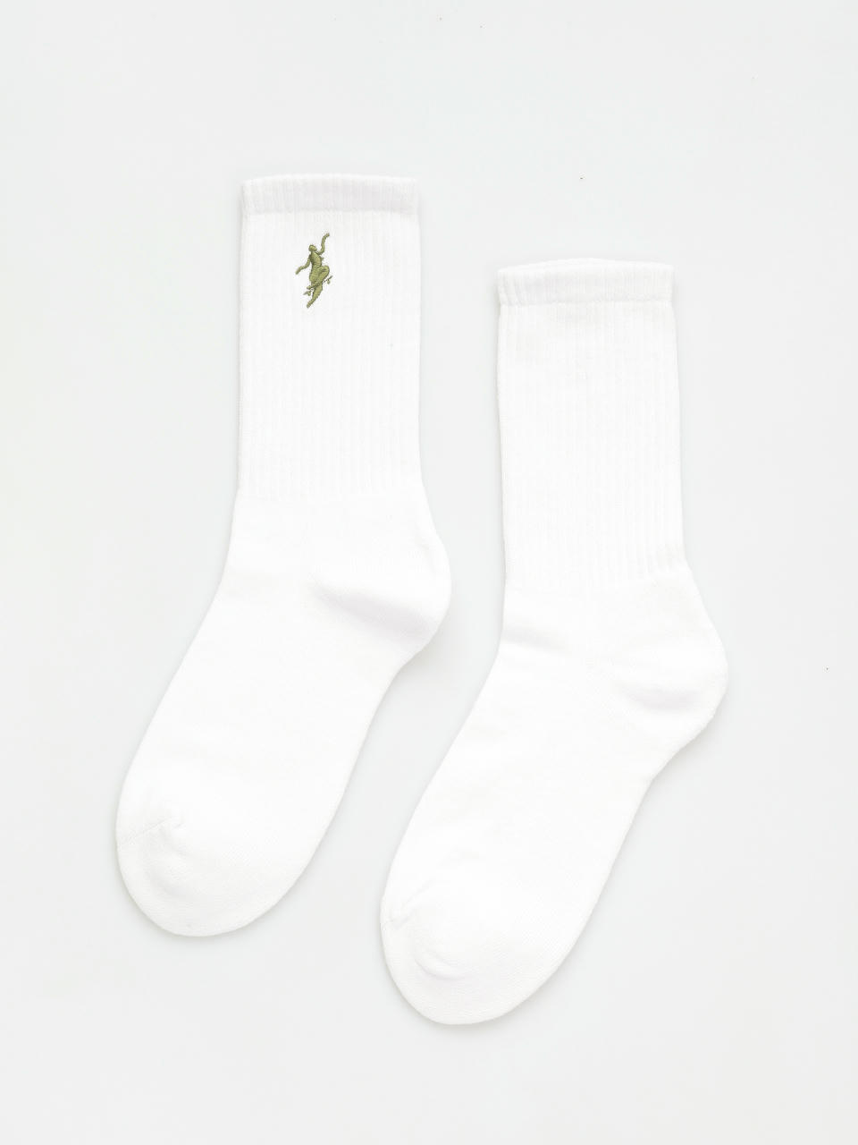 Polar Skate No Comply Socks (white/army green)