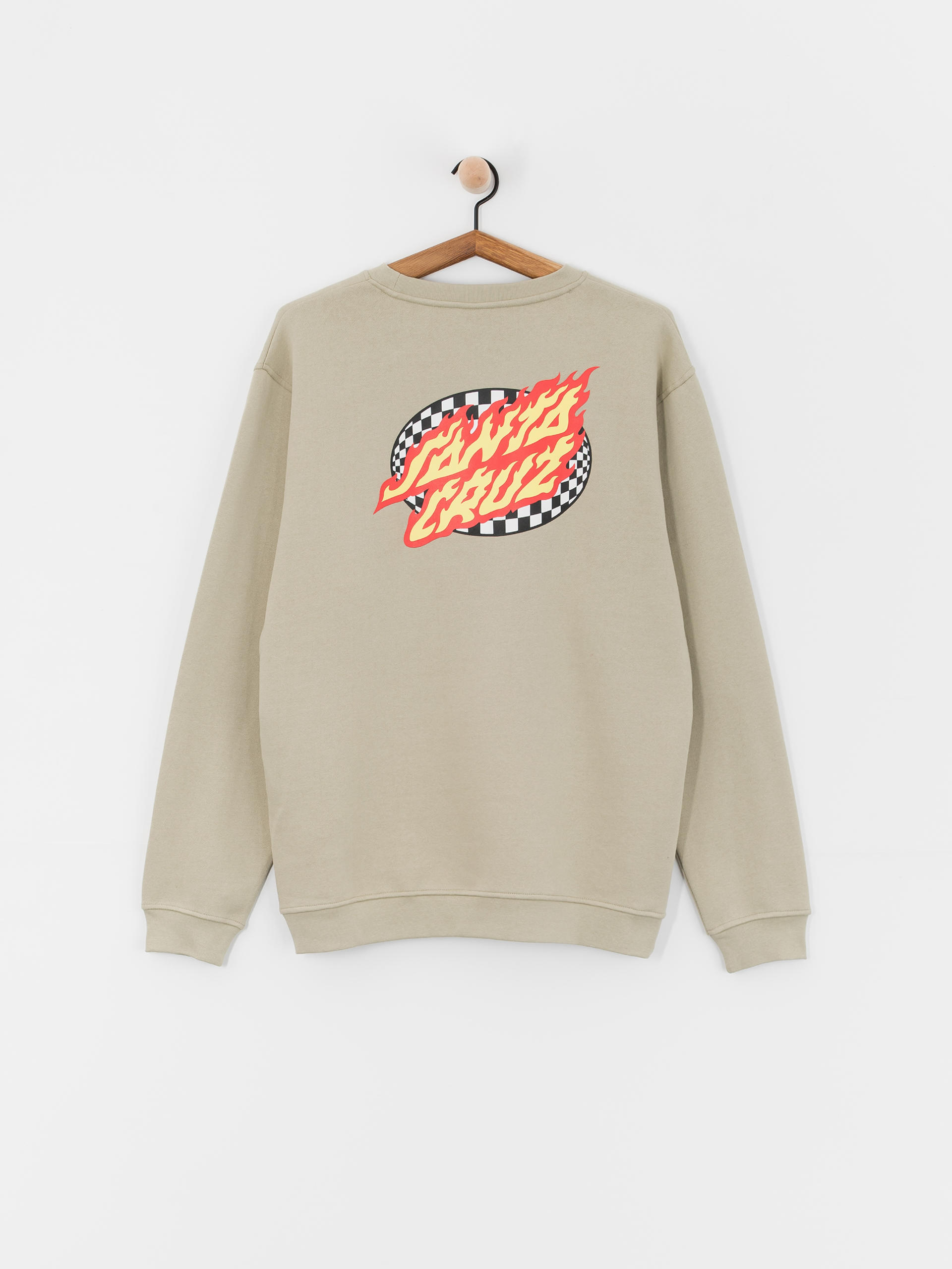 Santa Cruz Sweatshirt Oval Check Flame (stone grey)