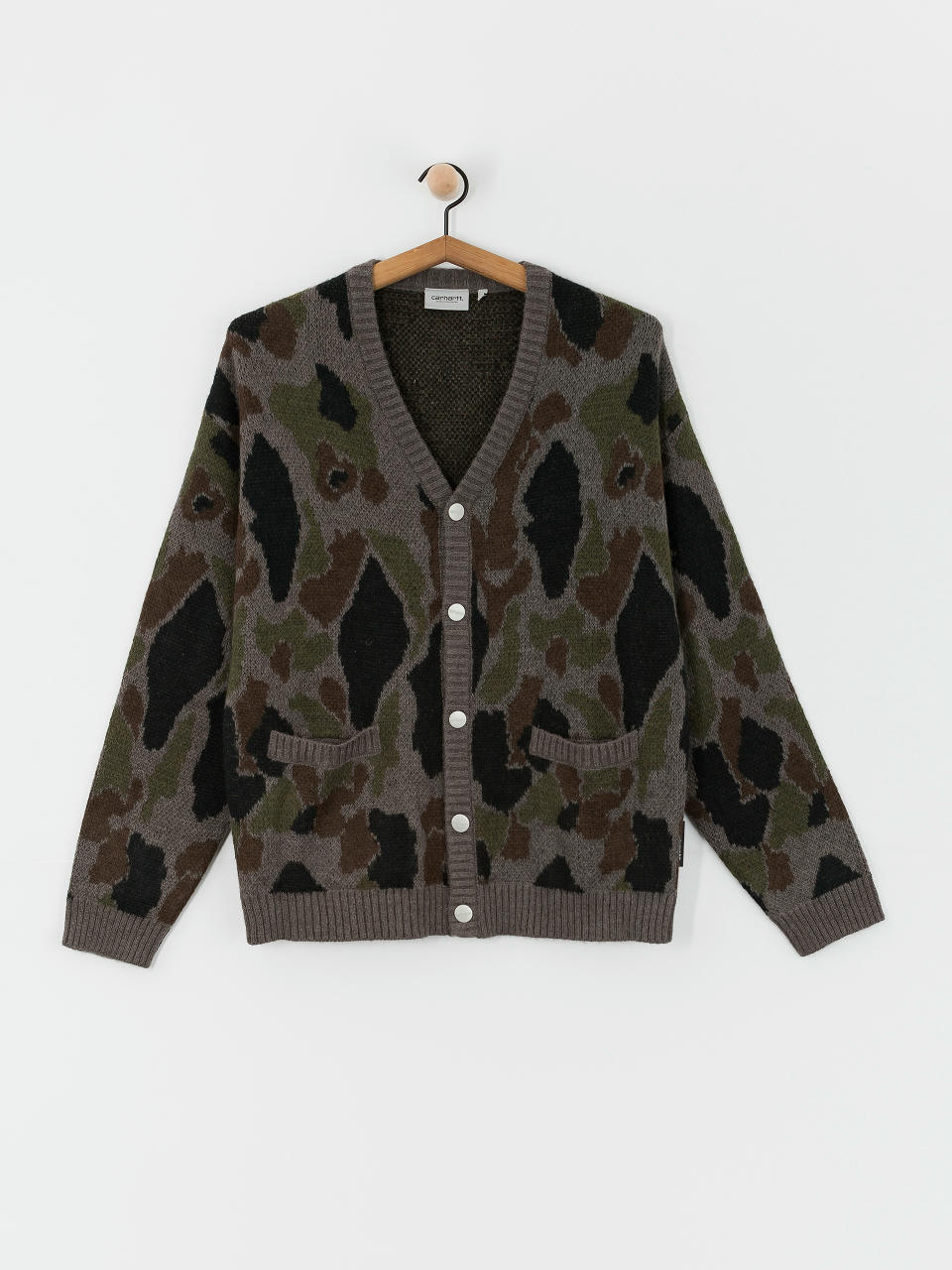 Carhartt WIP Merton Cardigan Pulli (camo duck jacquard/grey)