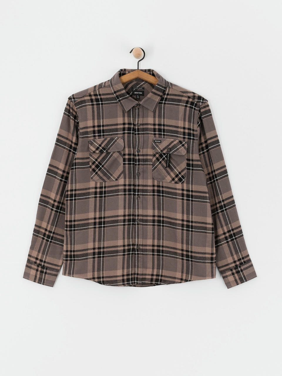 Brixton Bowery Flannel Ls Hemd (charcoal/black/cinder grey)