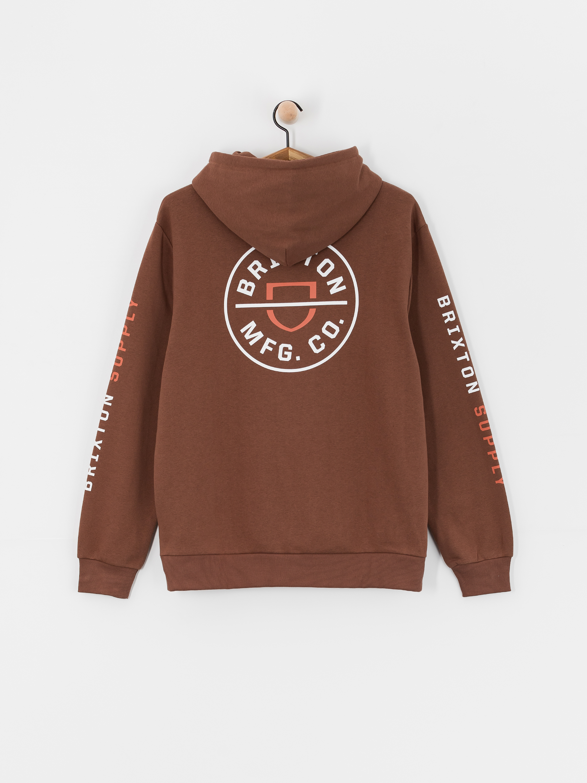 Brixton Crest HD Hoodie (pinecone brown/rust orange/whi)