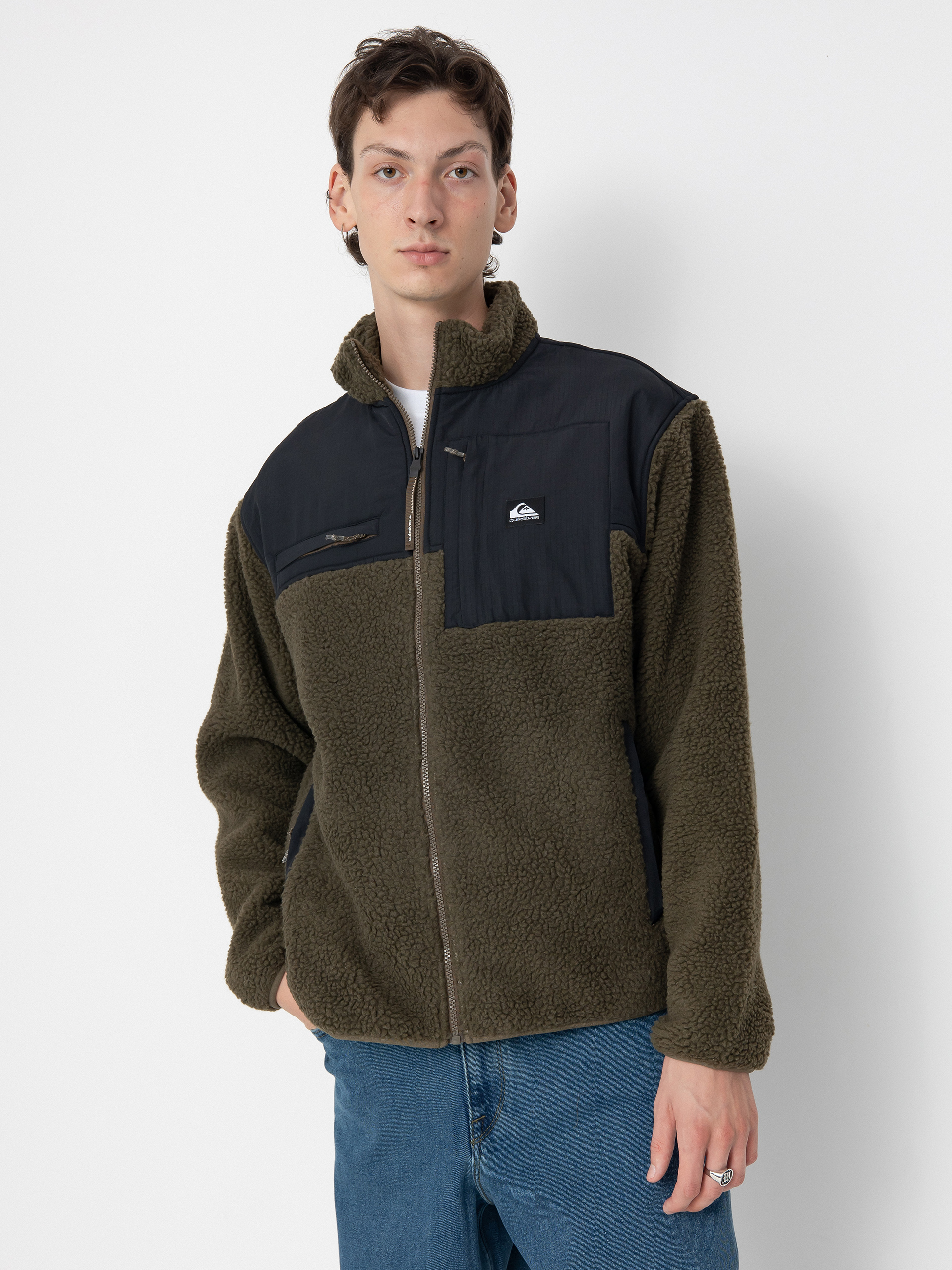 Herren Quiksilver Shallow Water FZ Fleece Jacke (canteen)