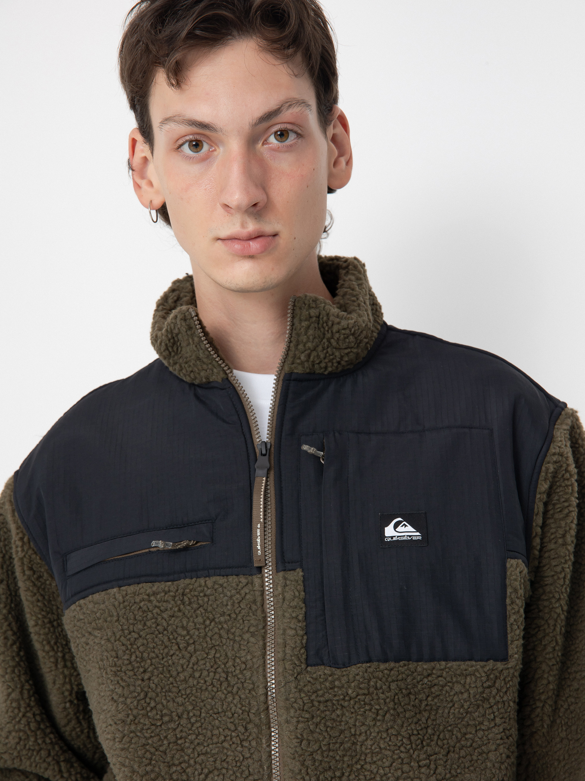 Mens Quiksilver Shallow Water FZ Fleece  (canteen)
