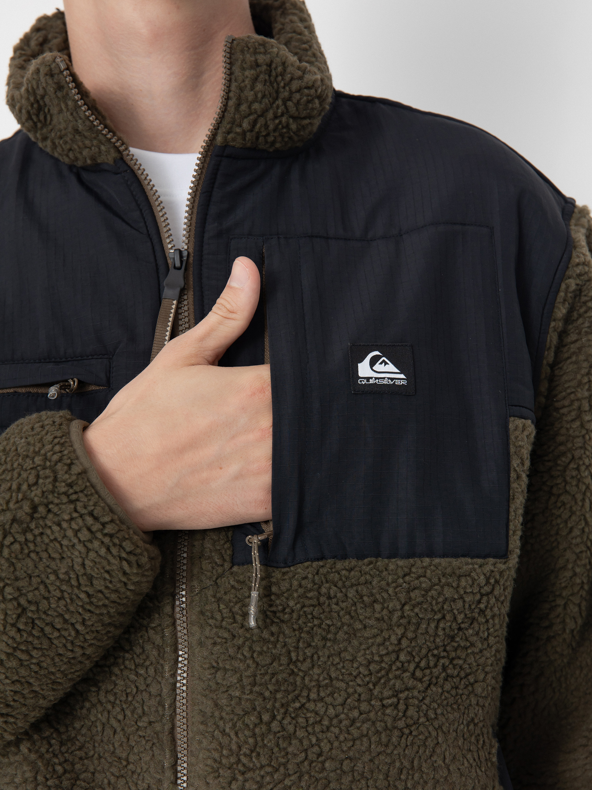 Mens Quiksilver Shallow Water FZ Fleece  (canteen)