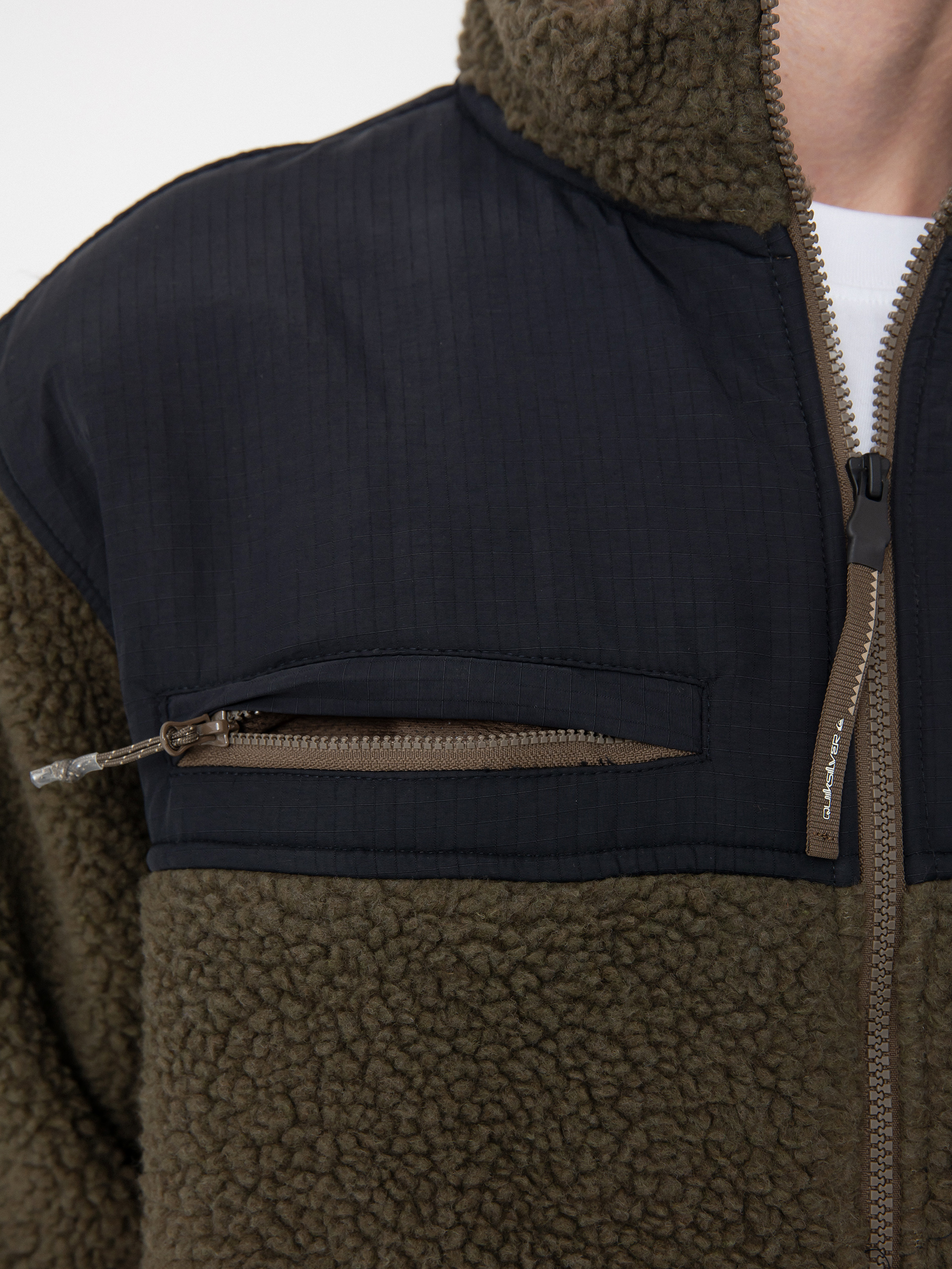 Herren Quiksilver Shallow Water FZ Fleece Jacke (canteen)