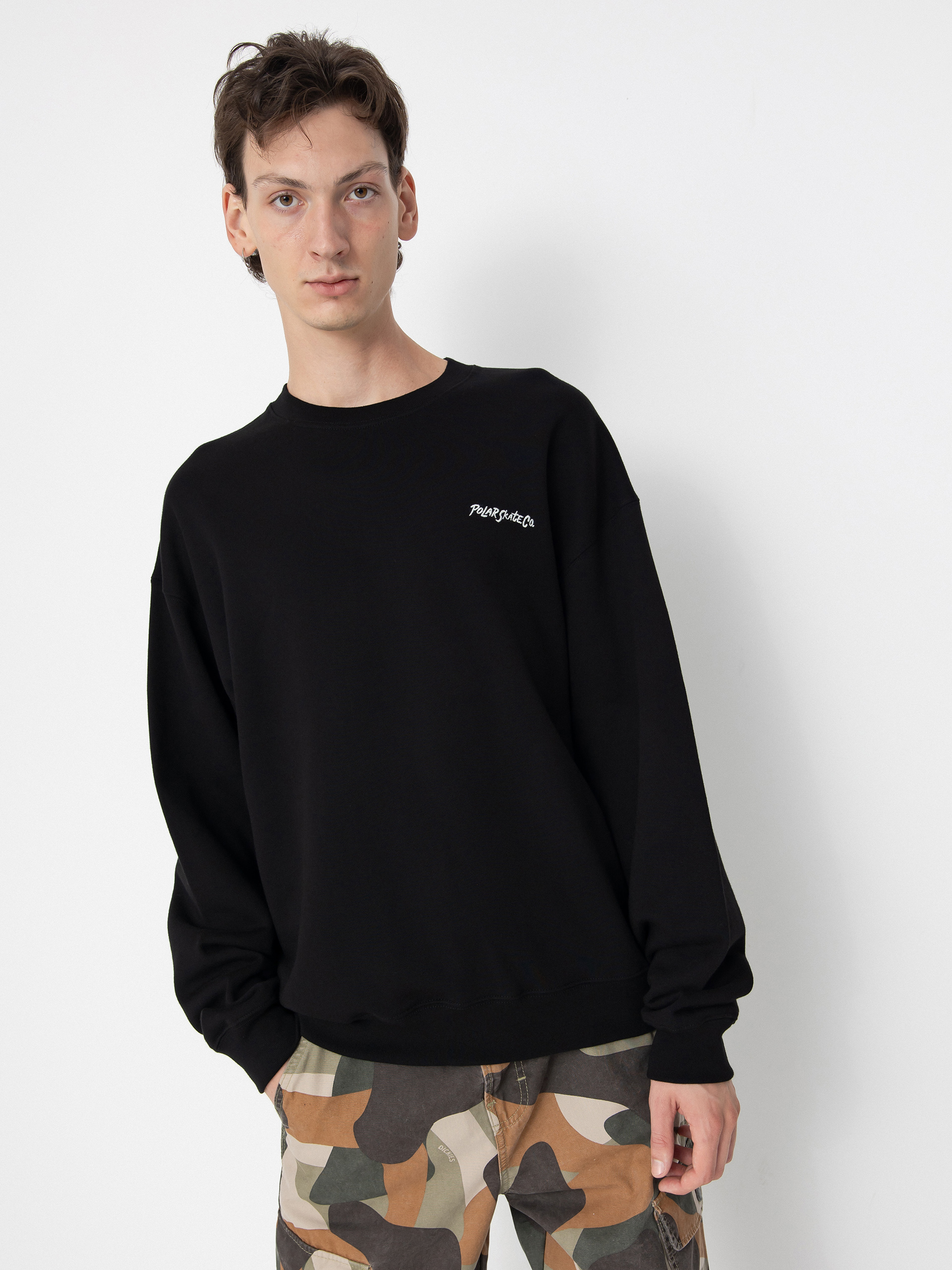 Polar Skate Dave Crewneck Surf Logo Sweatshirt (black)