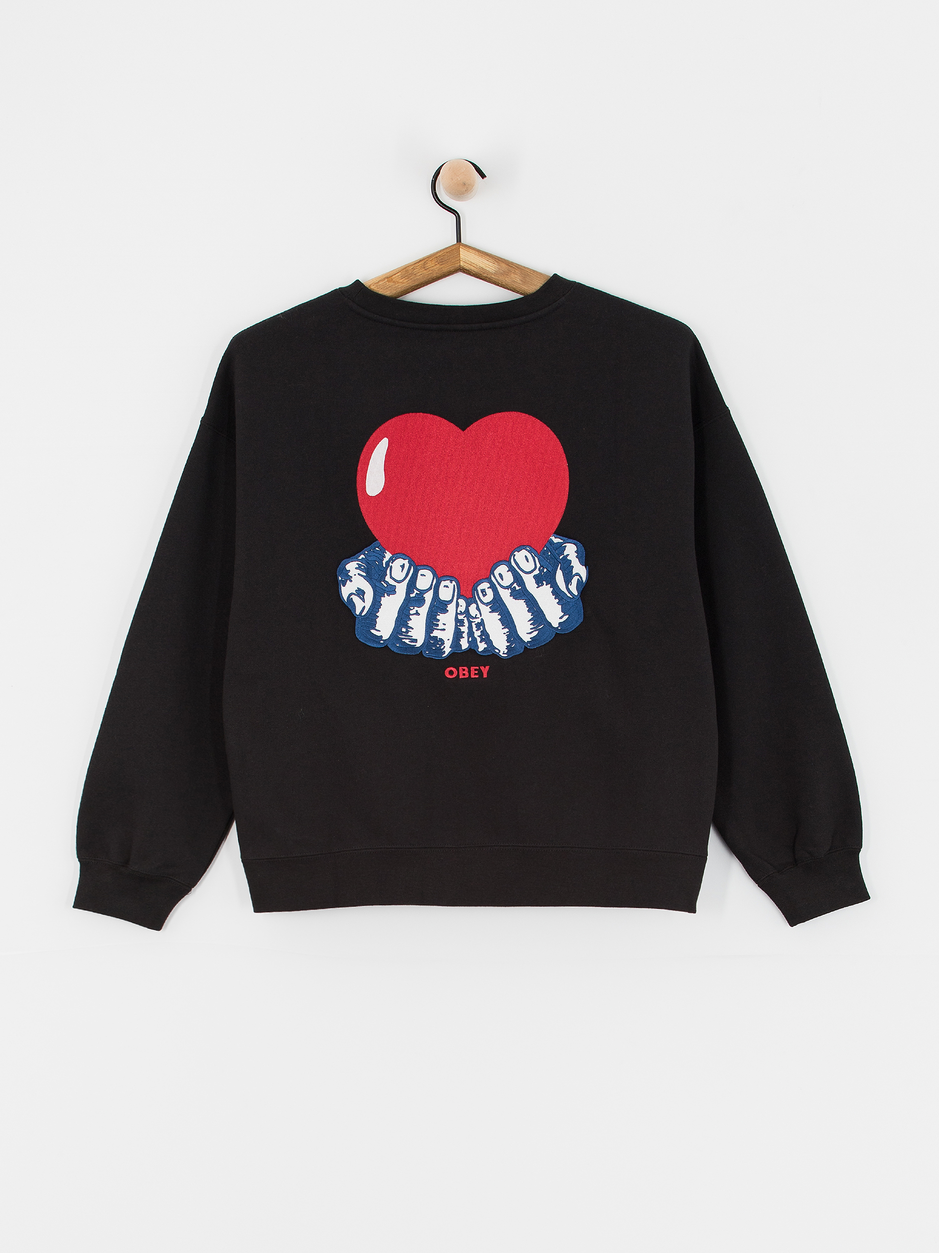 Black Obey Pullover Schwarz Rot Grobstrickjacke Esprit Strickjacke