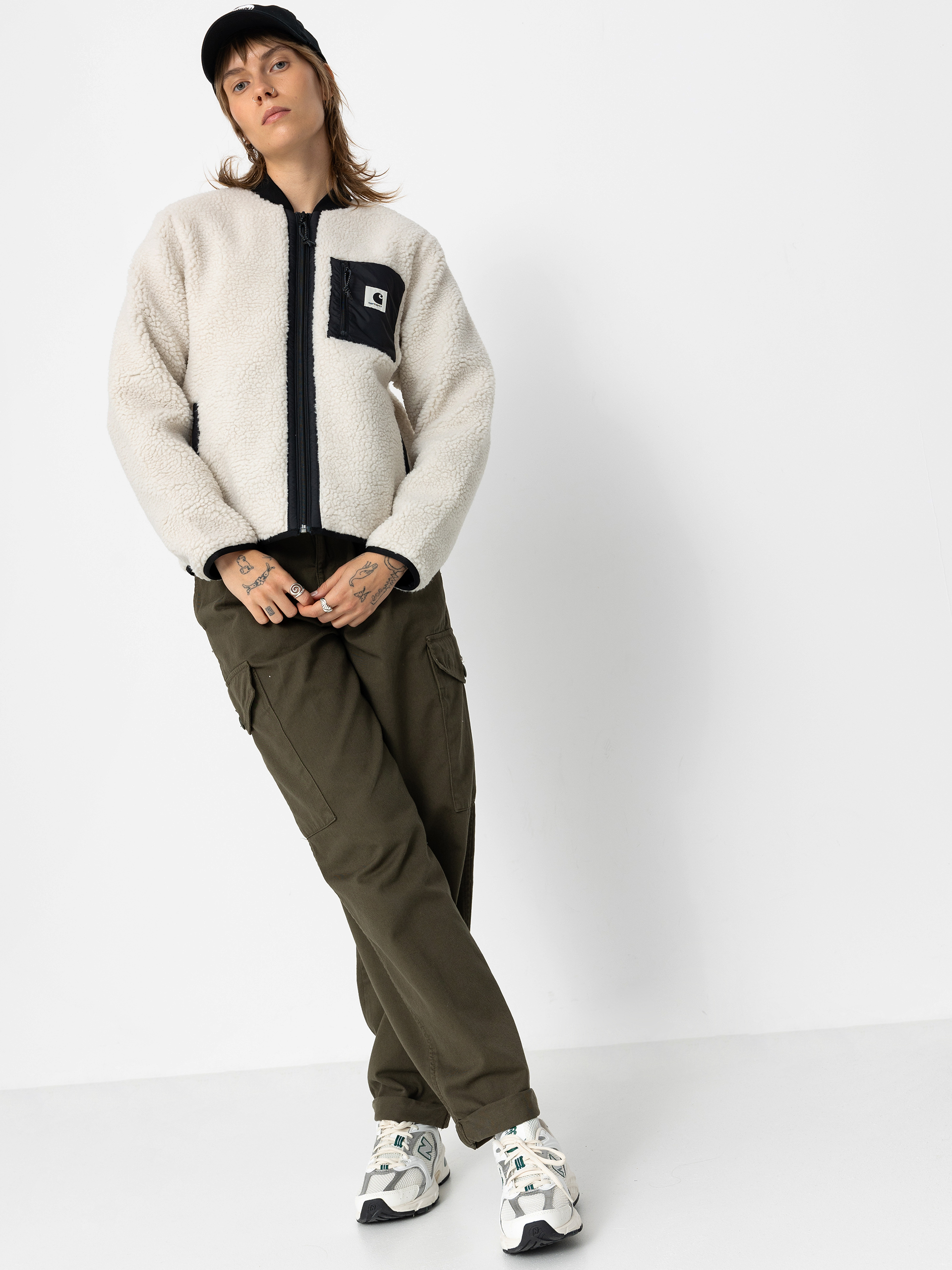 Carhartt WIP Janet Wmn Fleece Jacke Weiß (moonbeam/black)